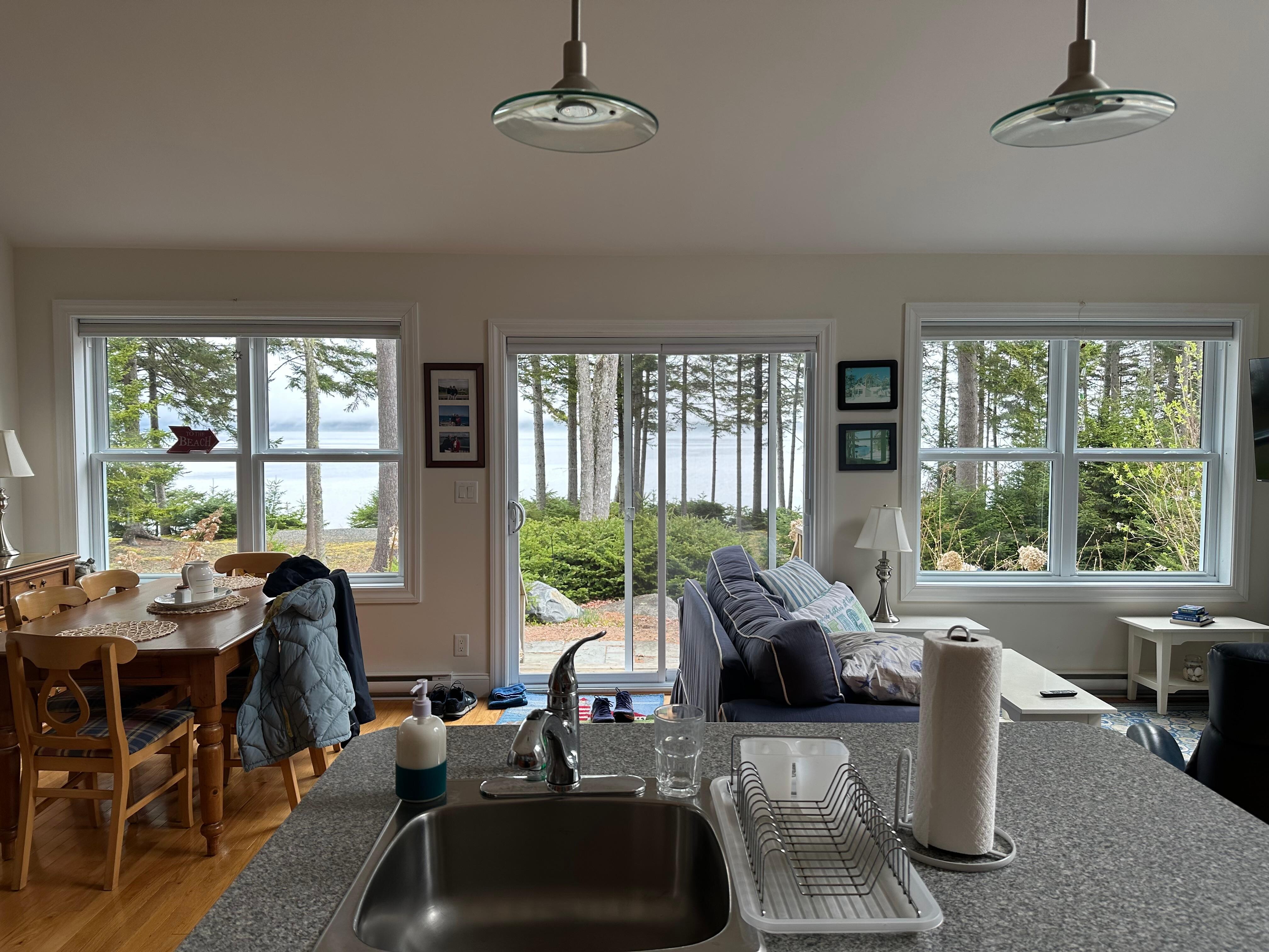 Nice open floor plan with big beautiful windows that show off the view. Each window also had a shade we could pull for privacy, which was a thoughtful touch.