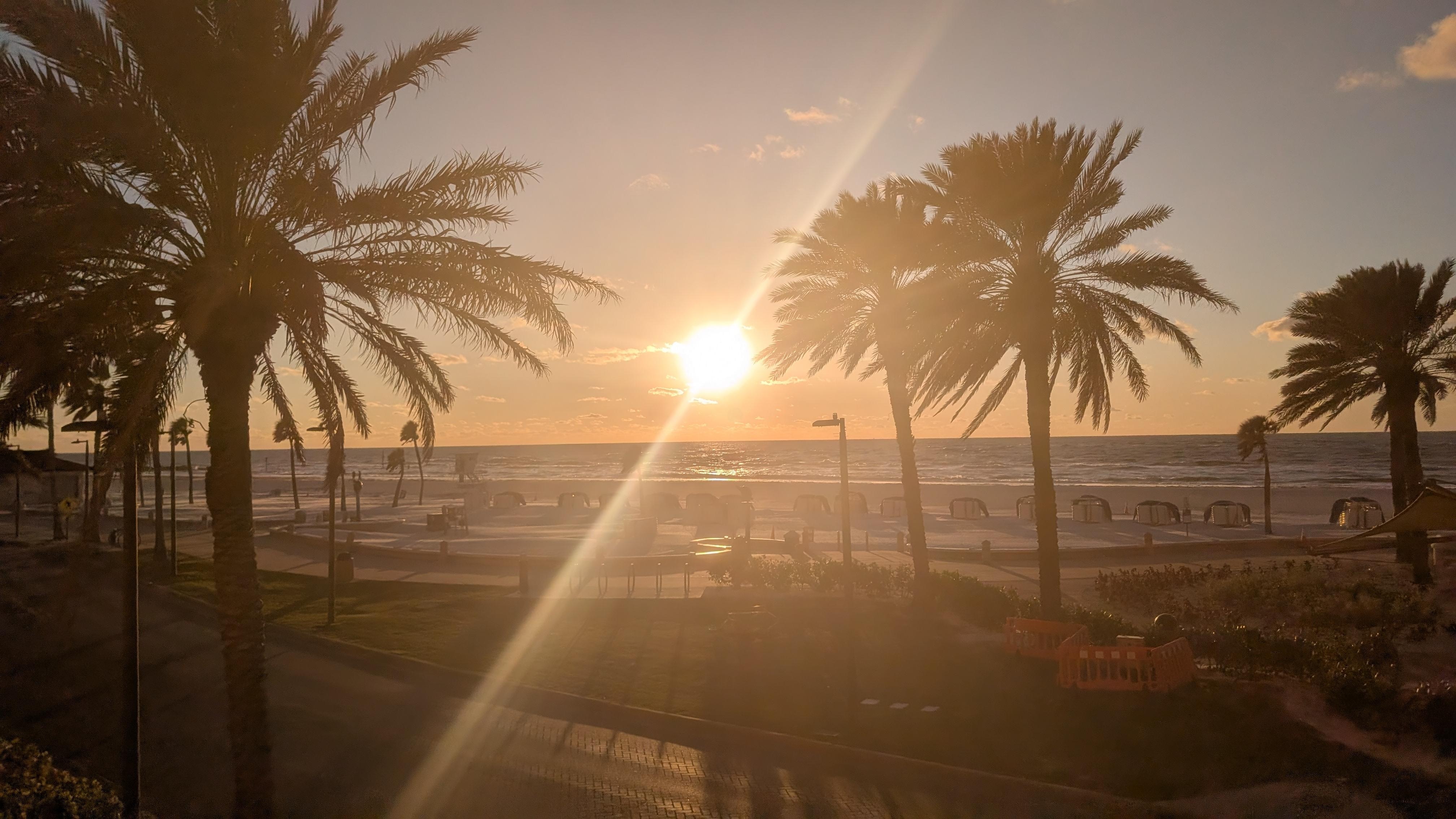 Sunset from the hotel steps