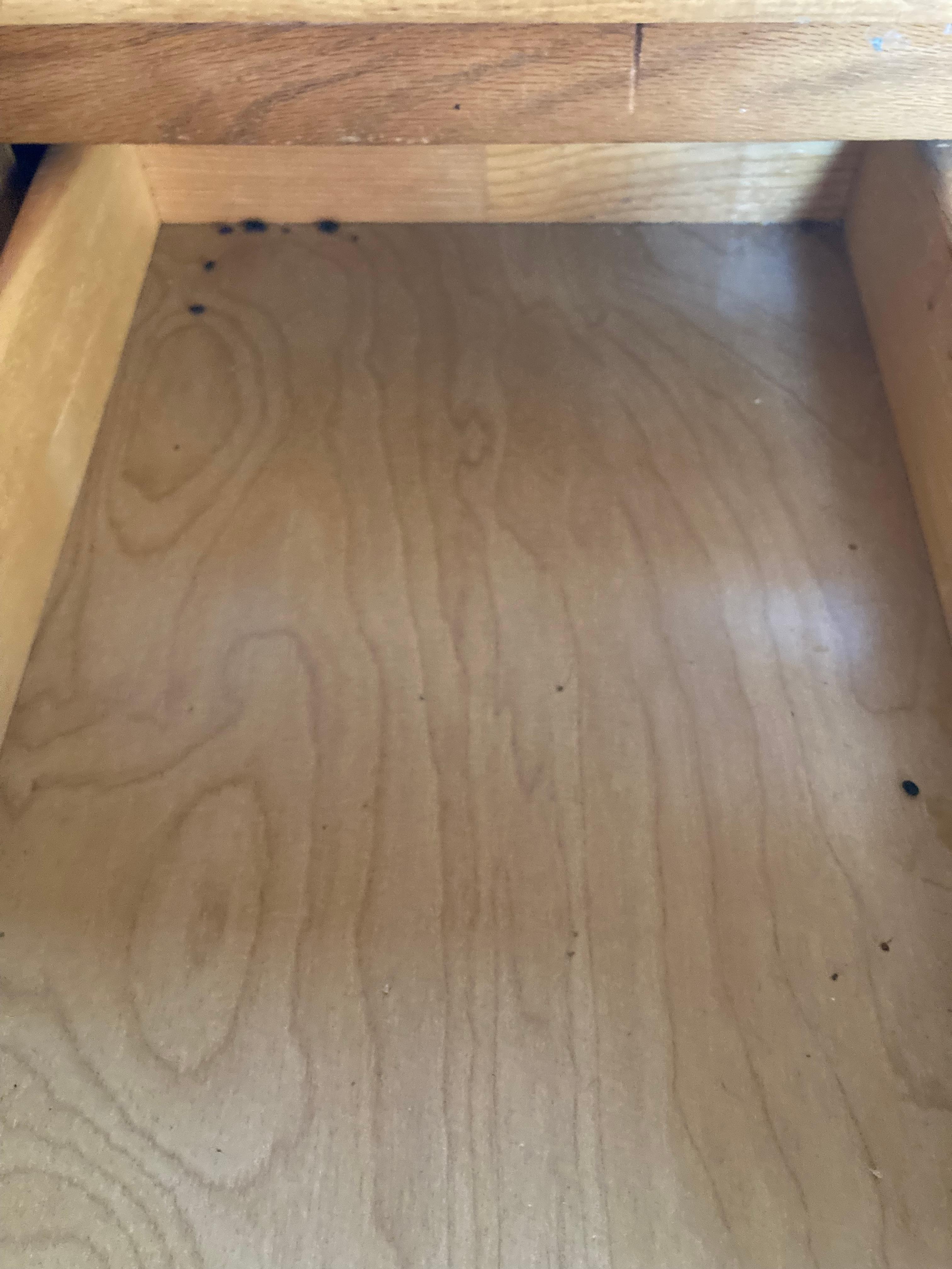 This is the silverware drawer, after removing all the contents and before disinfecting it. 