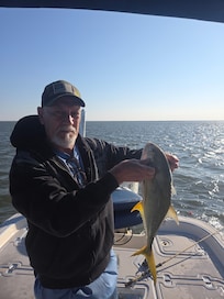 Hubby caught an Amber jack and several trout.