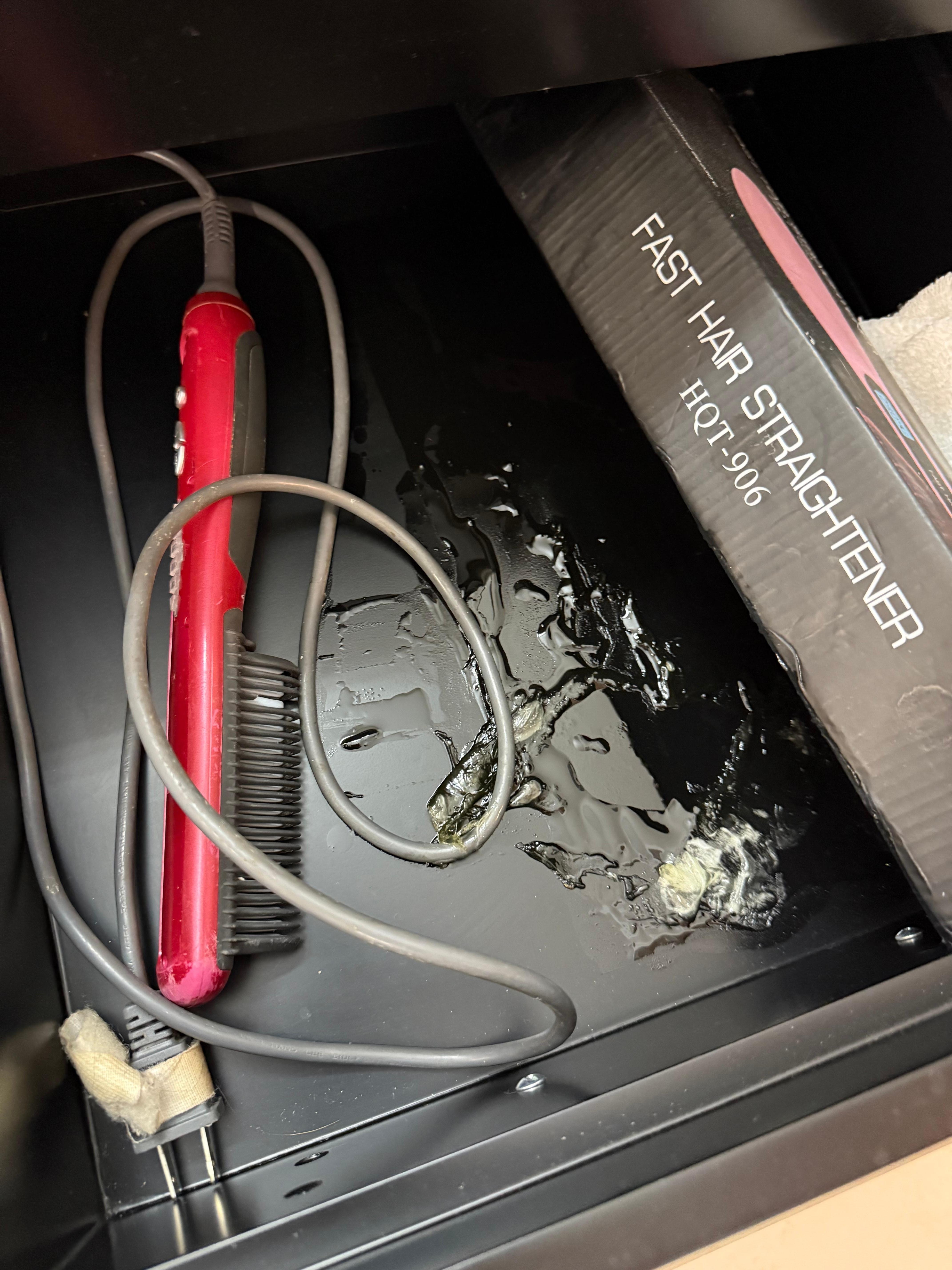 Broken lamp
Another light fixture had a power cord “repaired” w electrical tape at the plug