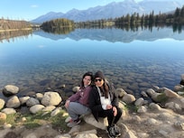 Hiking around the property and stopping for pics at Lake Beauvert