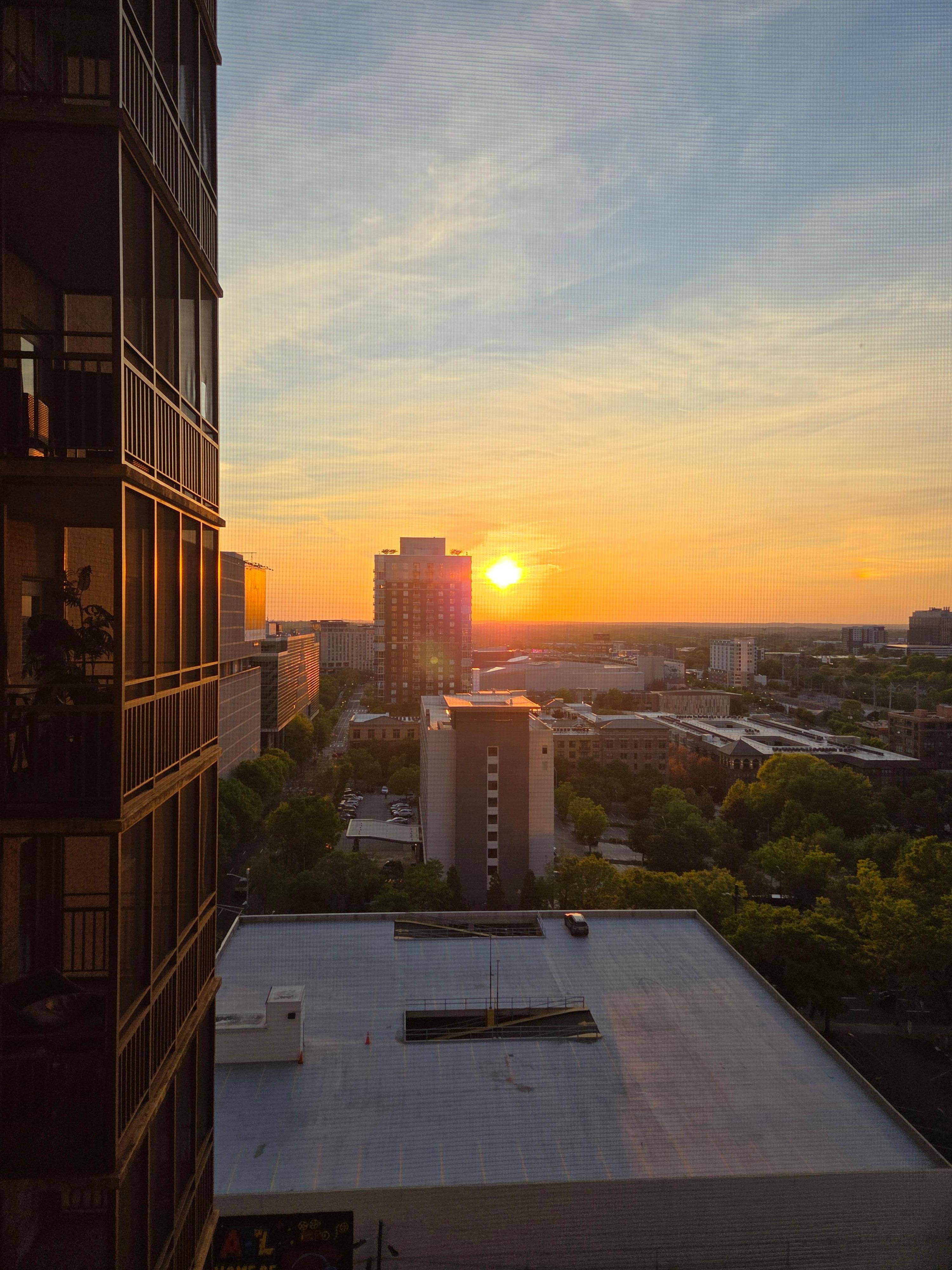 view from balcony. Sunset. 