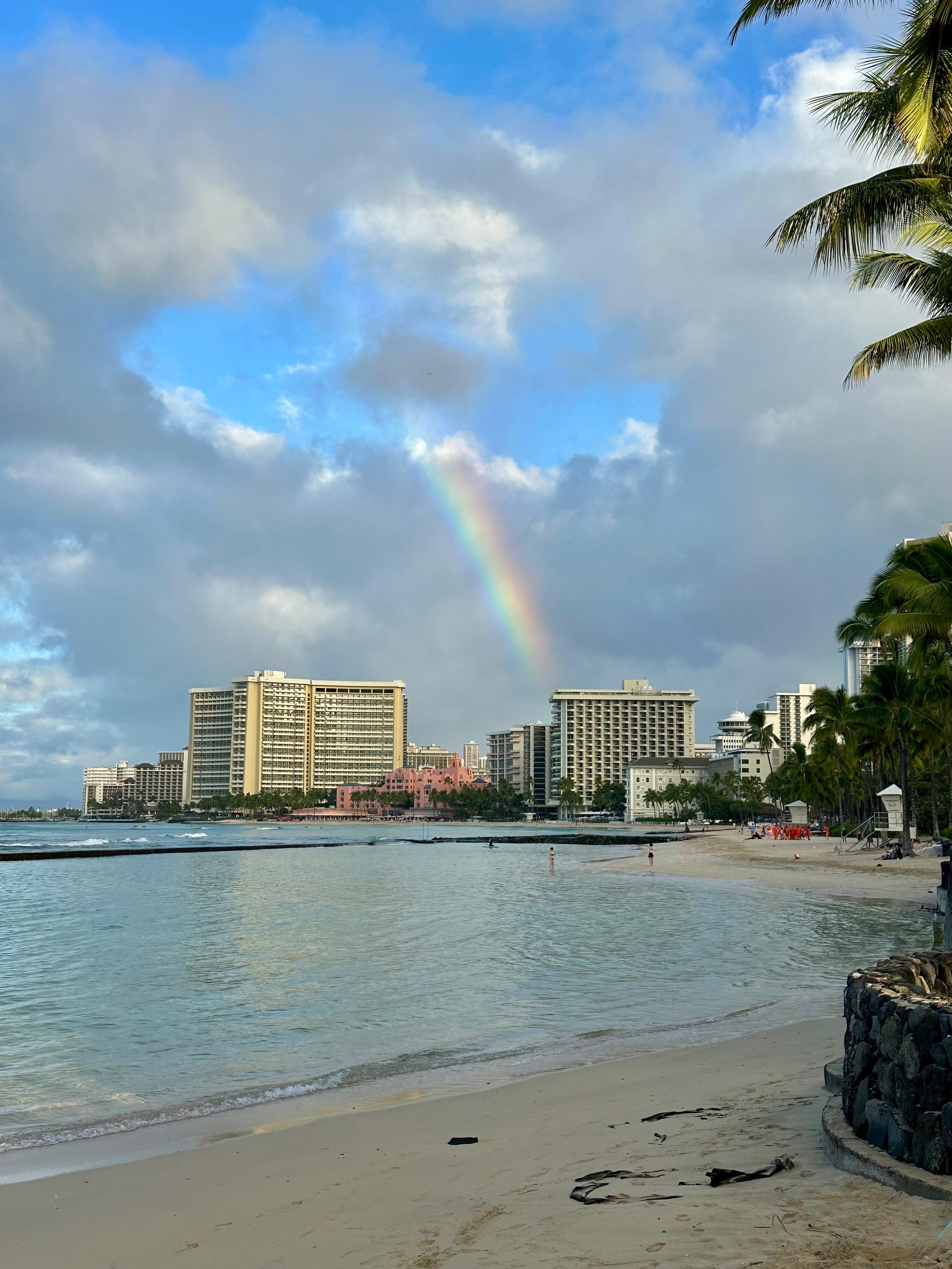 View of Waikiki beach from a pier 
