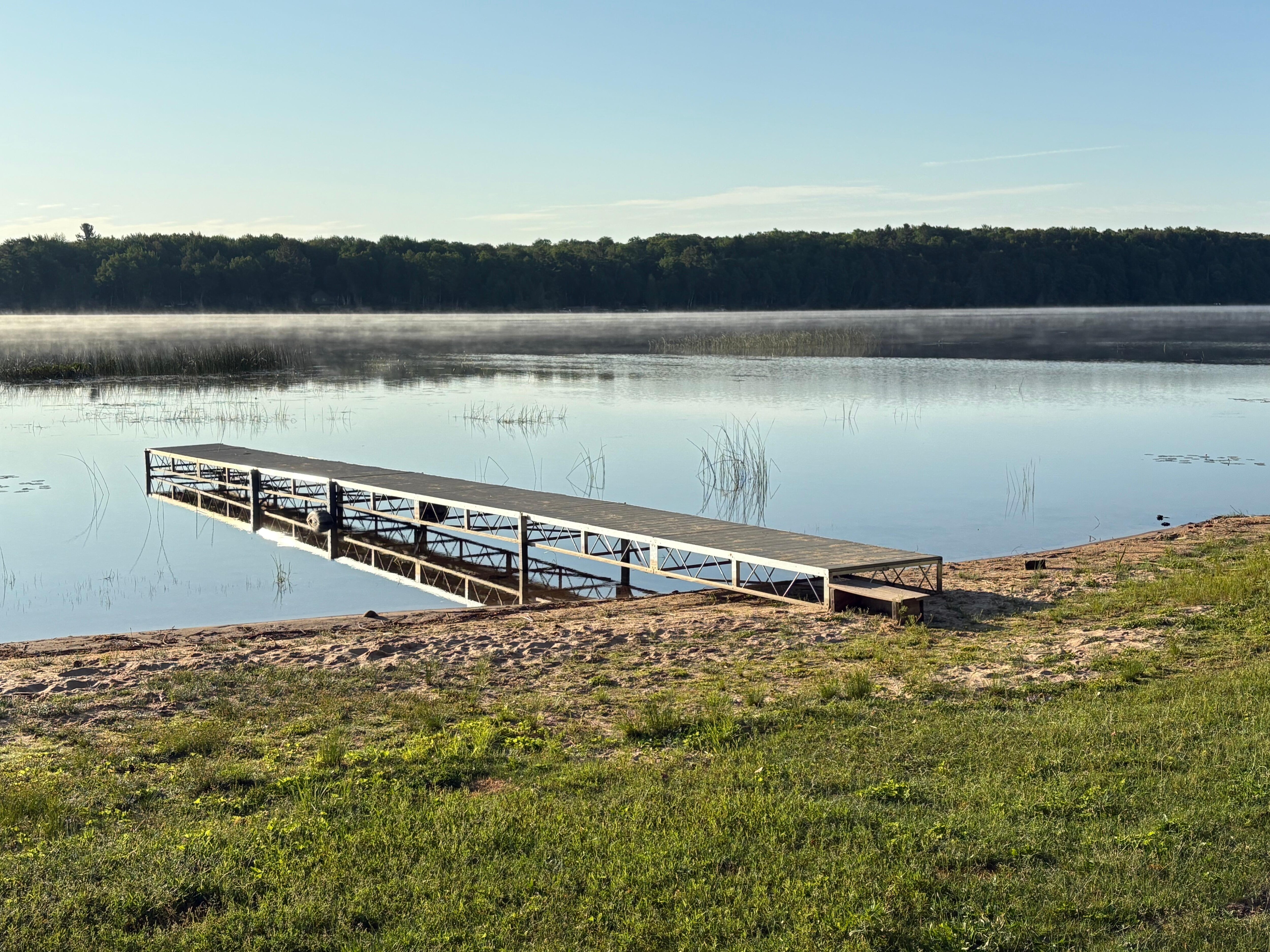 View of the dock from the deck. 