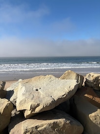 Cycling by the beach path