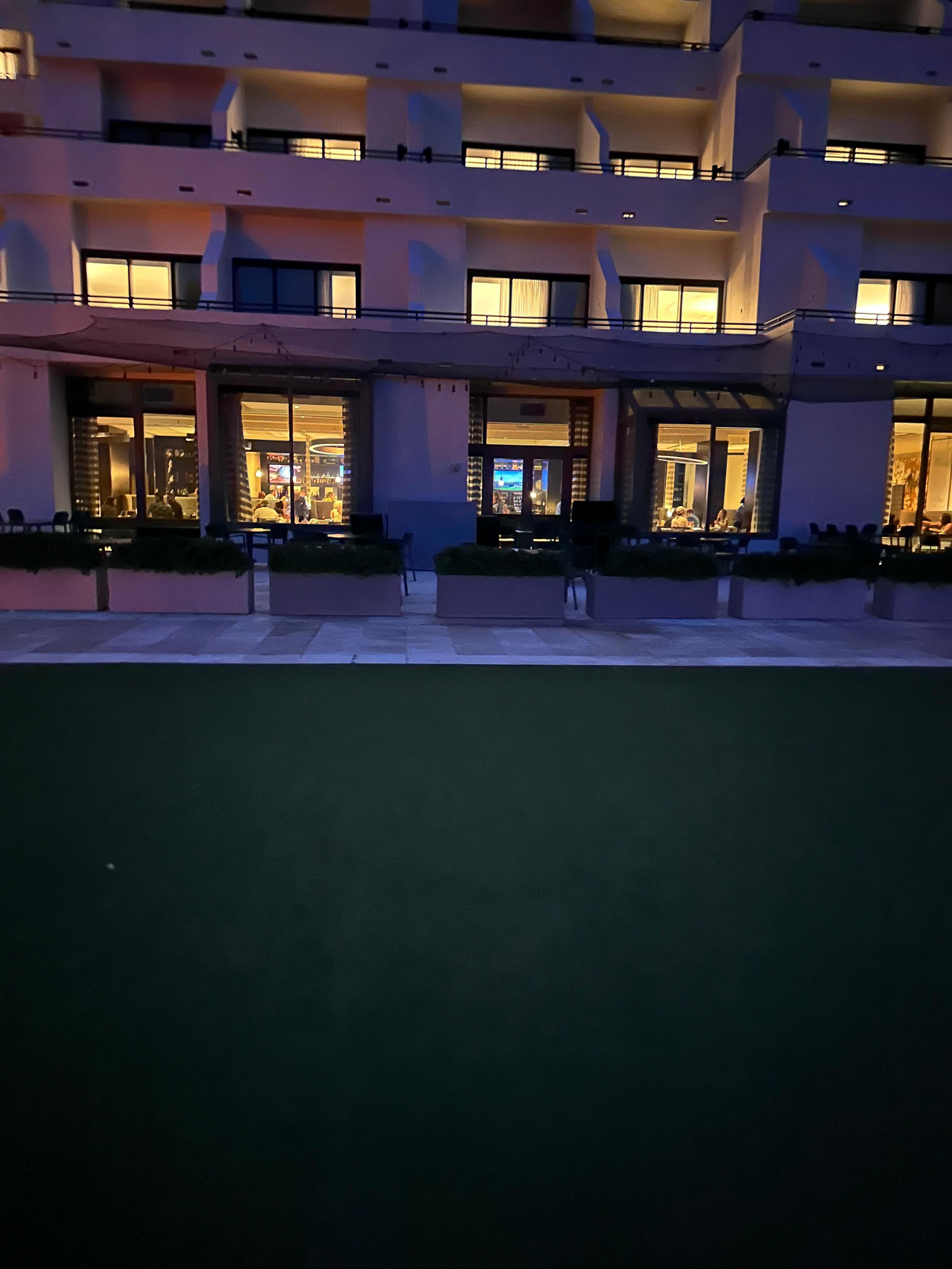 night shot of hotel