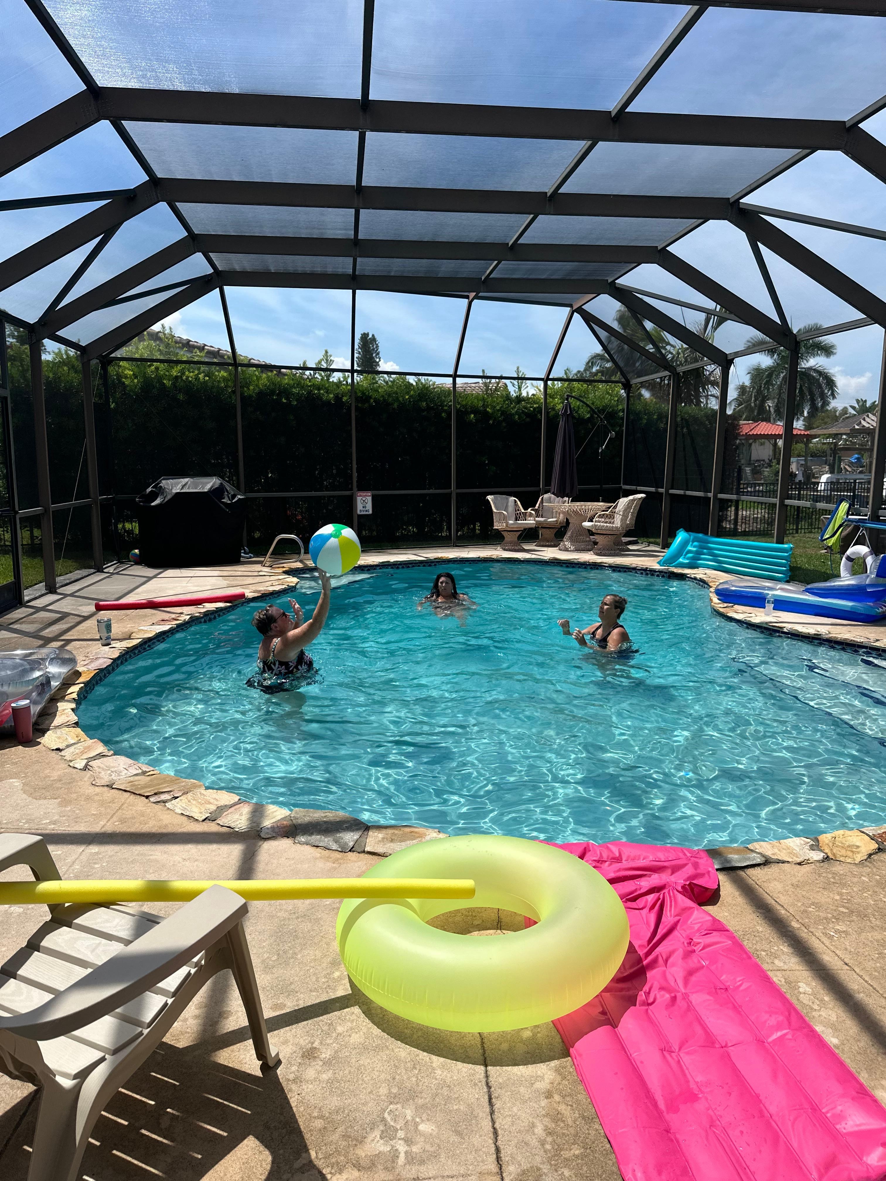 Lots of pool volleyball. 