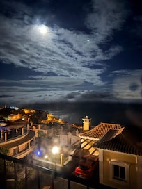 View from the balcony- the moon reflecting on the ocean