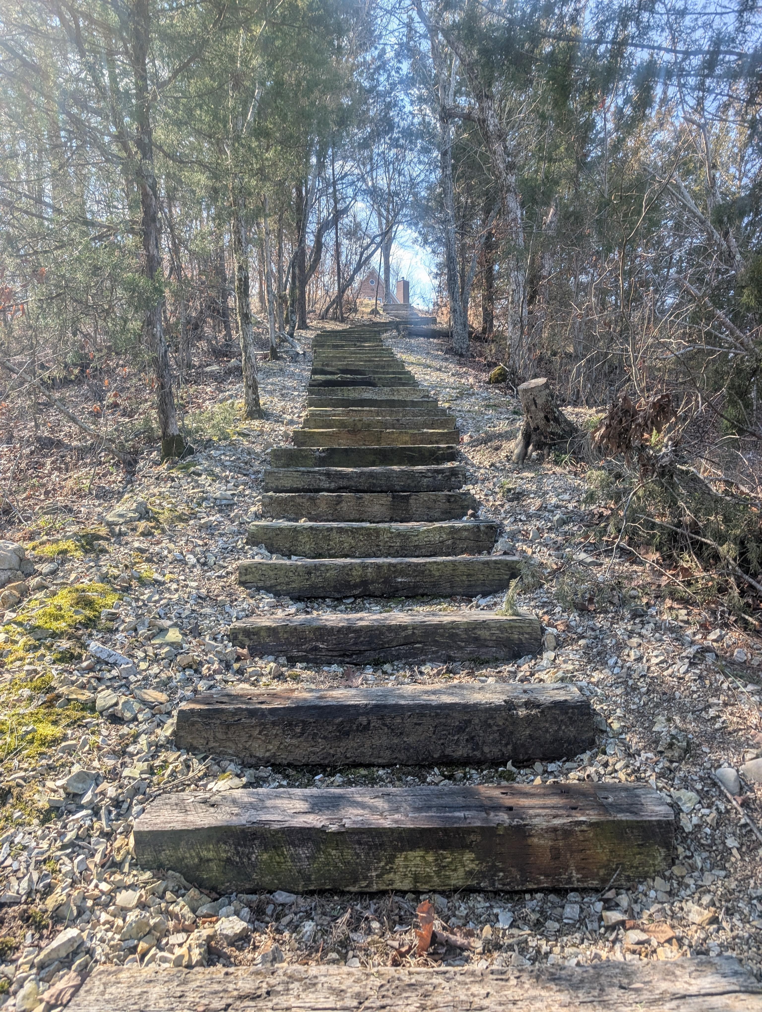 Steps lead all the way down to the lakefront.
