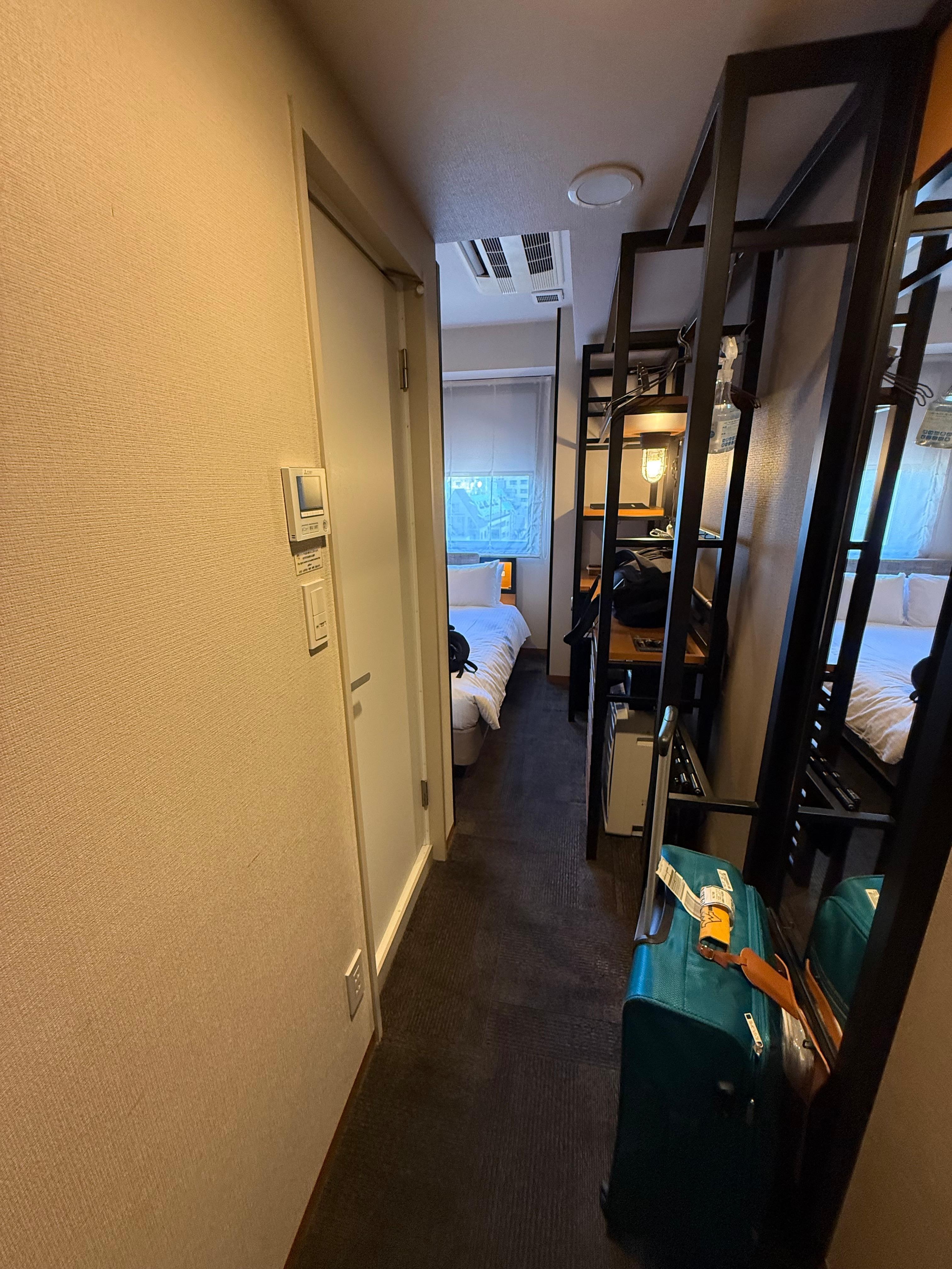 The view from the door leading to my single room. Small but efficient. 