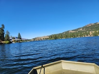 Rental boat from black beach resort to explore the lake!