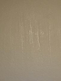 Water on the walls because humidity, inside the closet. Cloth will be damp, and wood doors wont slide to close the closet