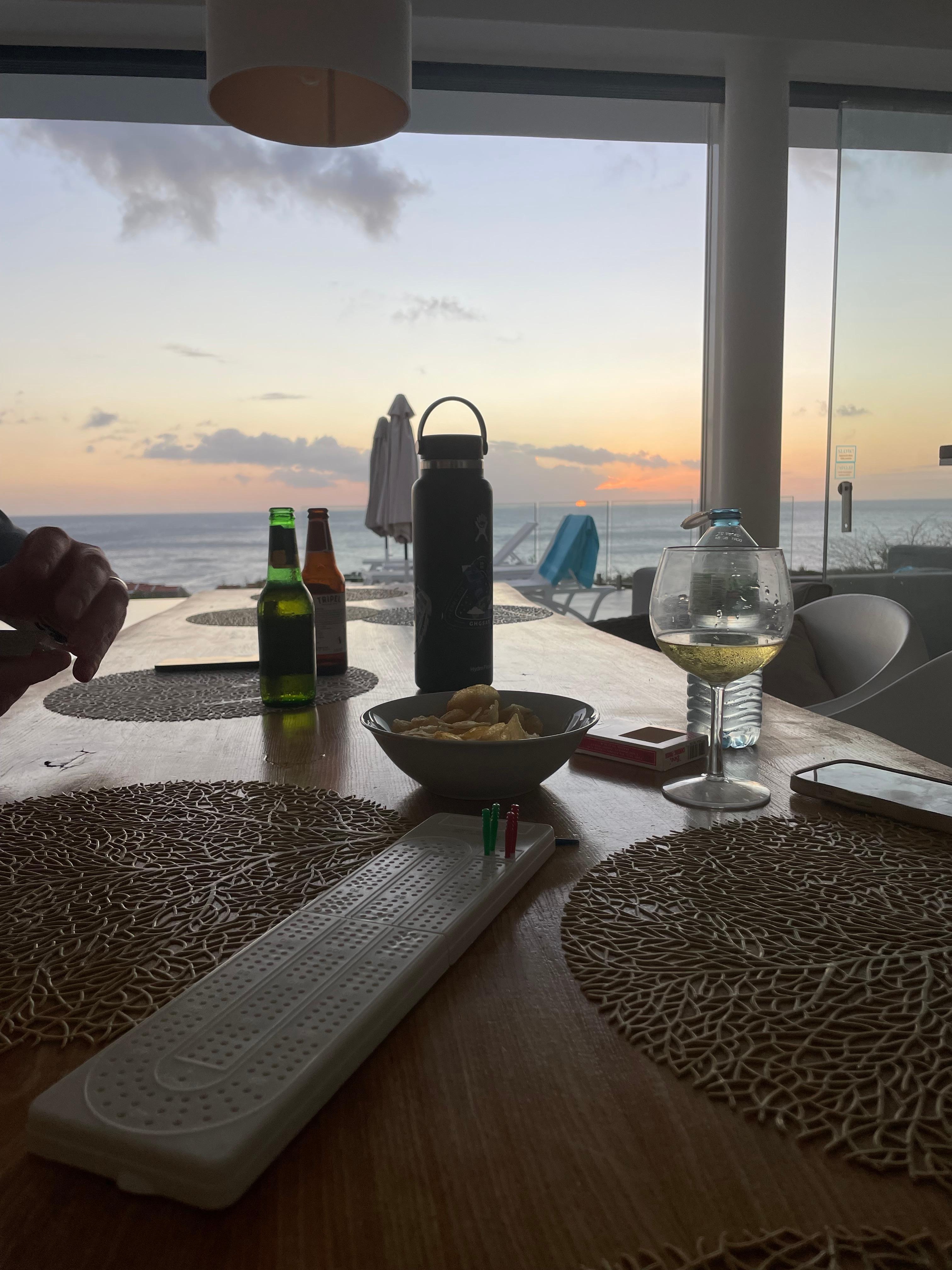 Sunset view from the dining table