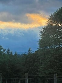 Sunset over cow pasture