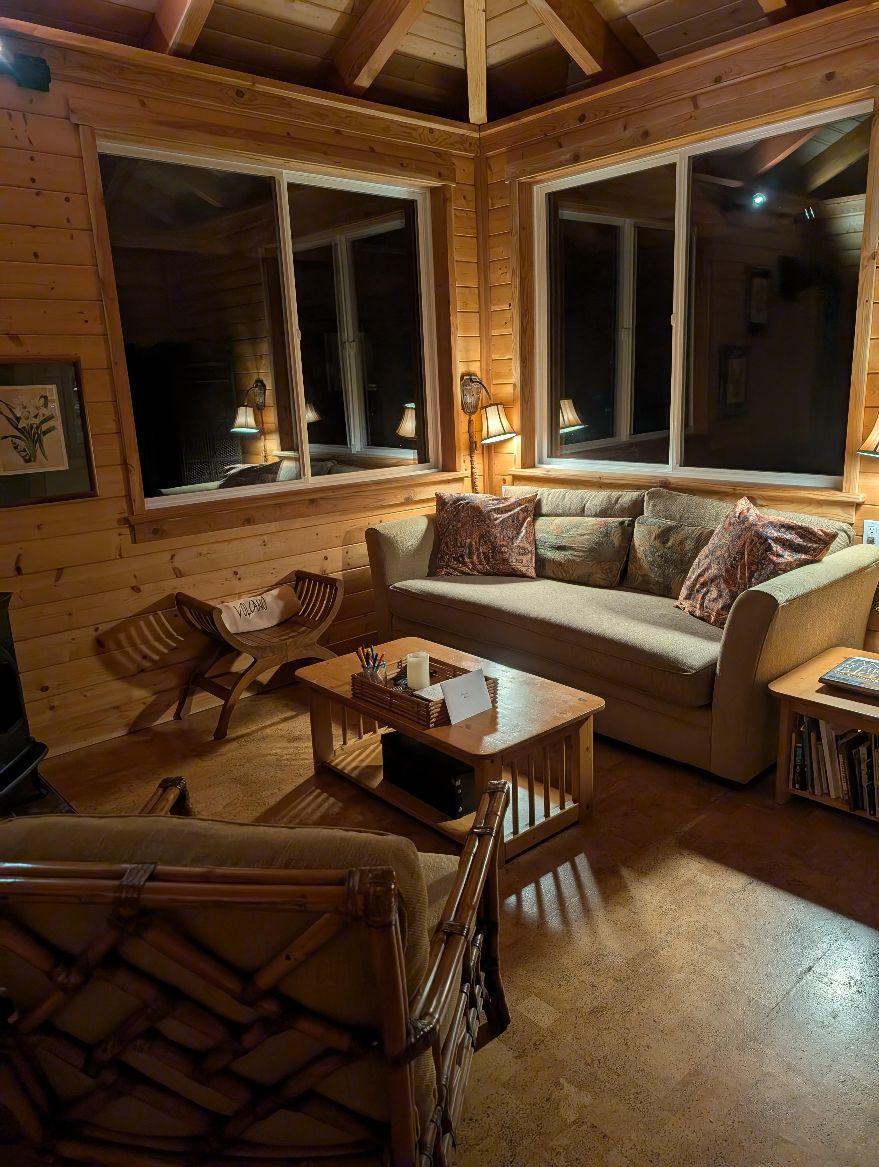 First night, cozy and warm den.