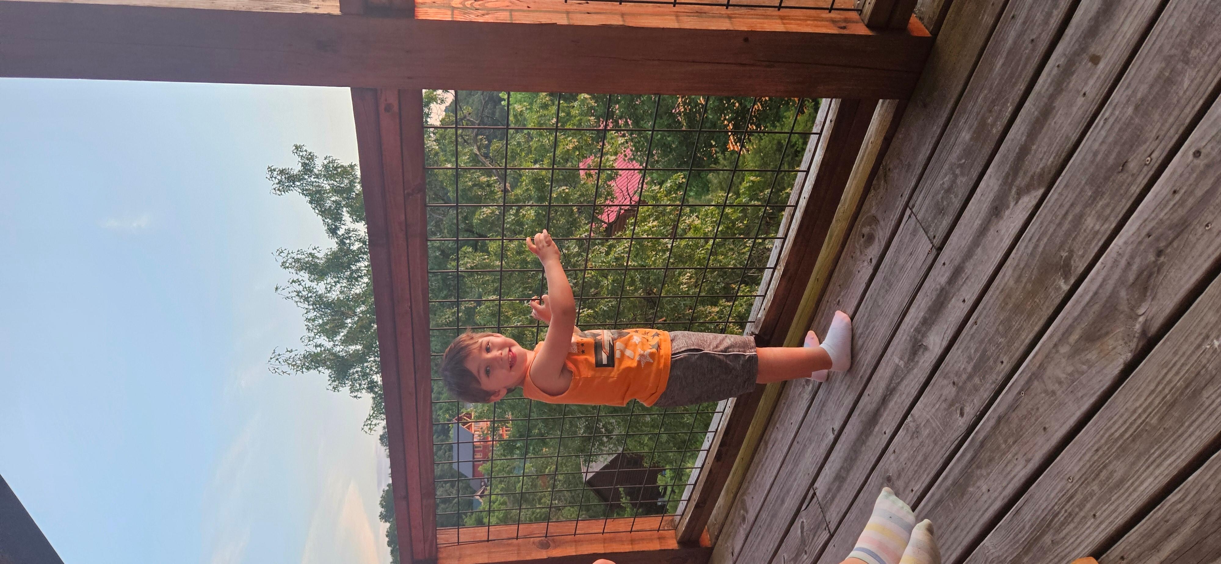 Loved the metal railing, made me feel safer with kids running around versus wood (which can rot)