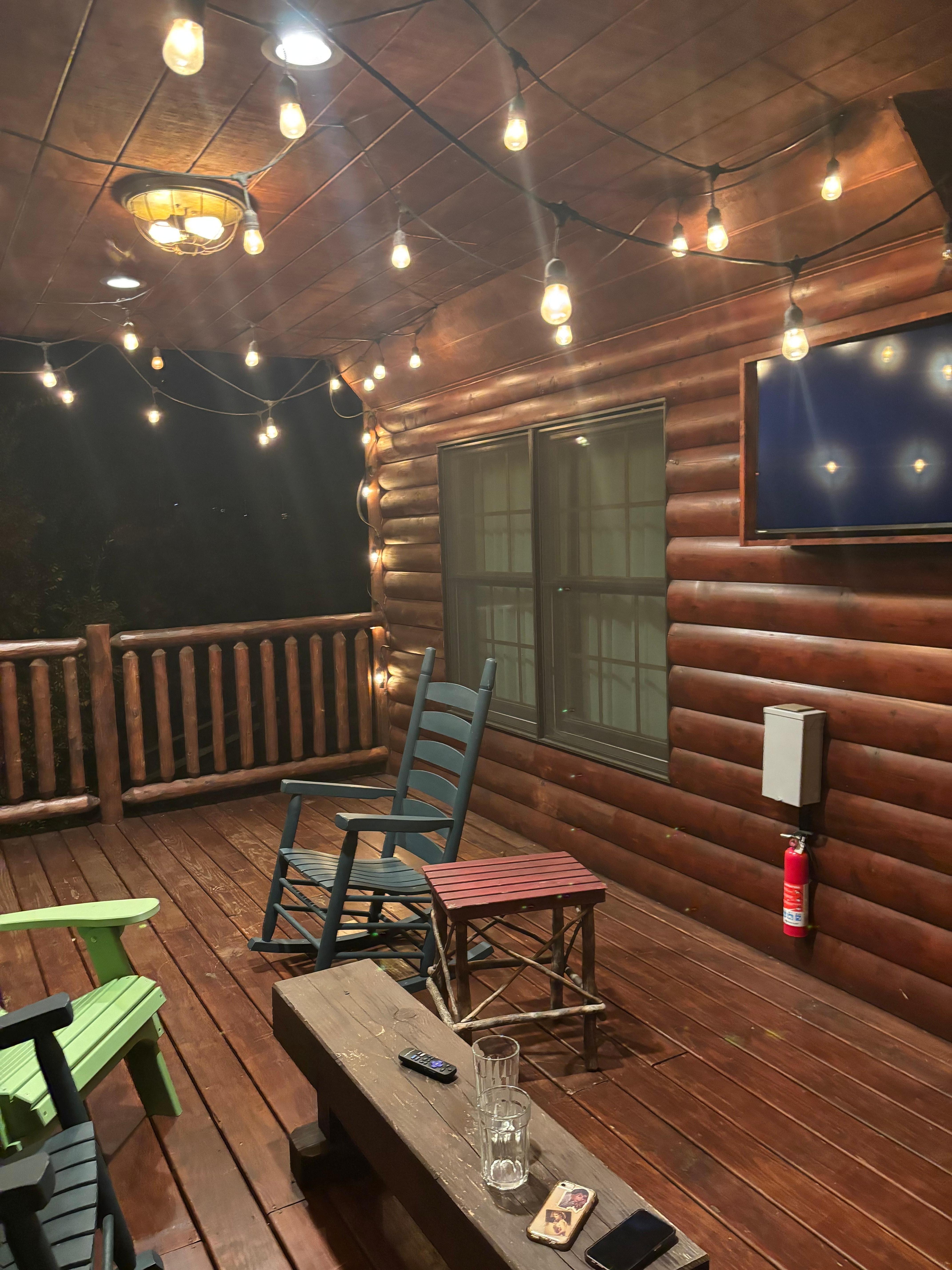 This deck was so fun with the lights, tv, and hot tub!