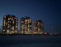 The condo from the beach at night