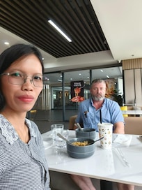 At the hotel restaurant.