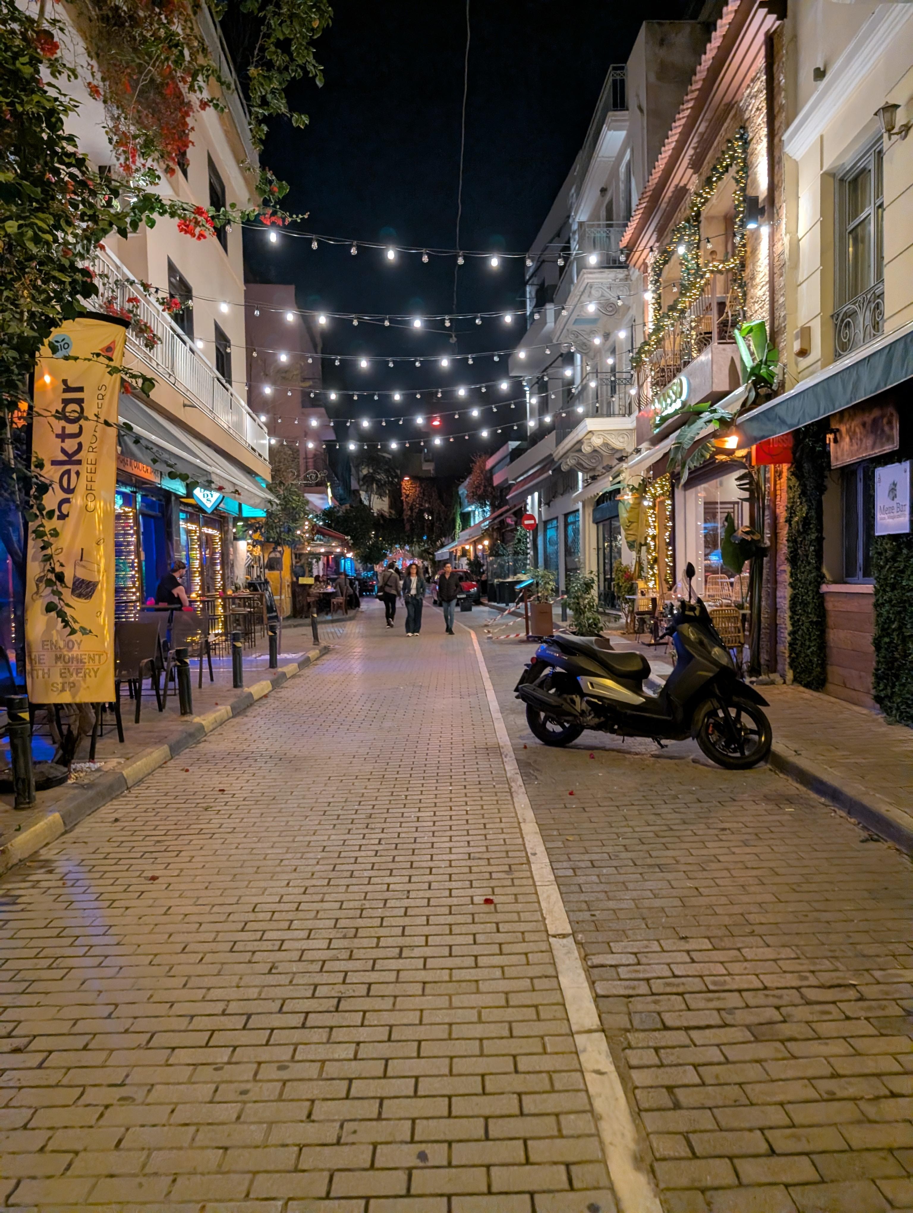 A nearby street at night.  