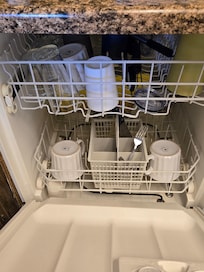 This is how we found the coffee cups. Dishwasher not emptied after last cleaning.