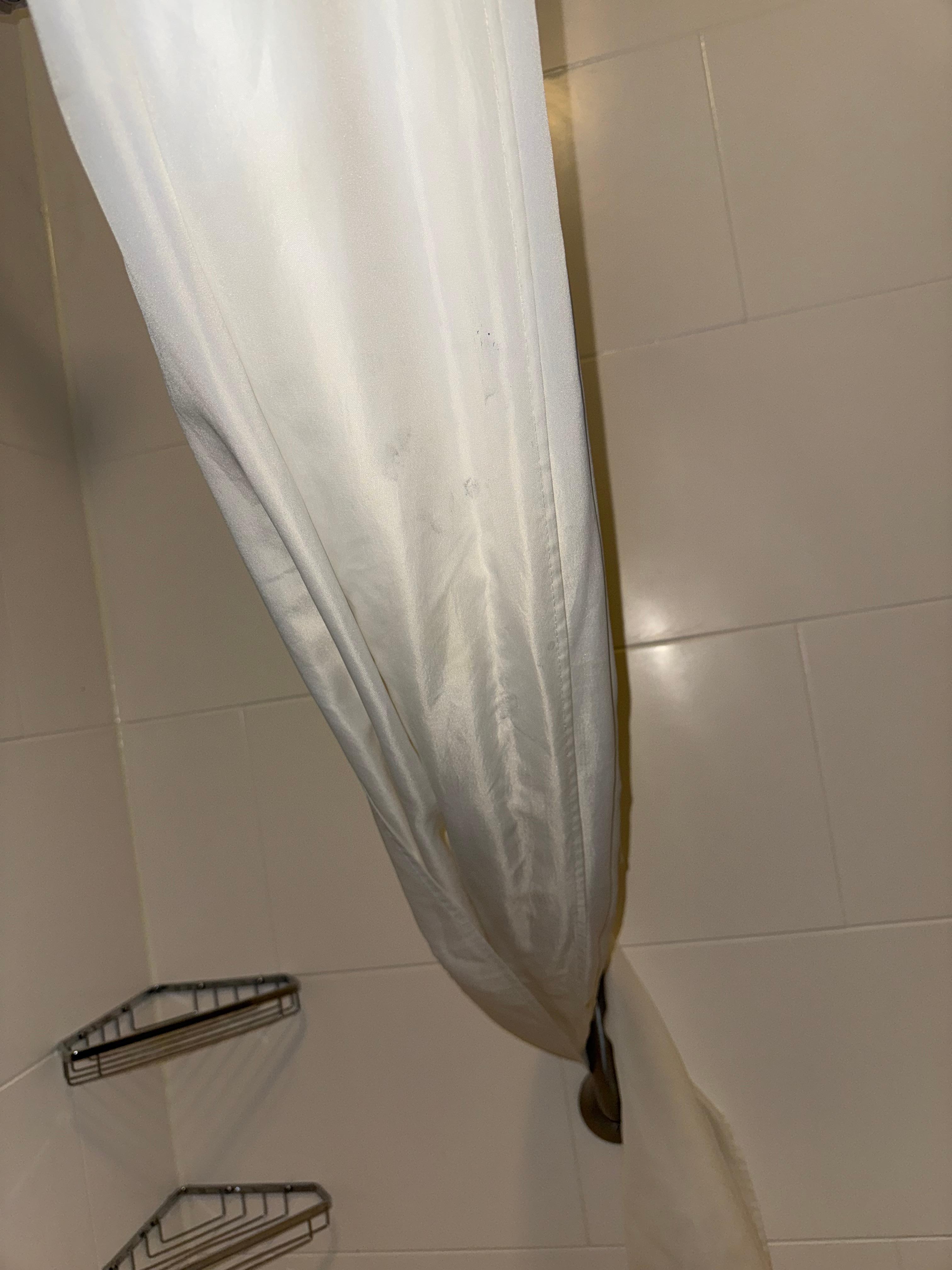 These are the shower curtains in the bathroom that were very dirty