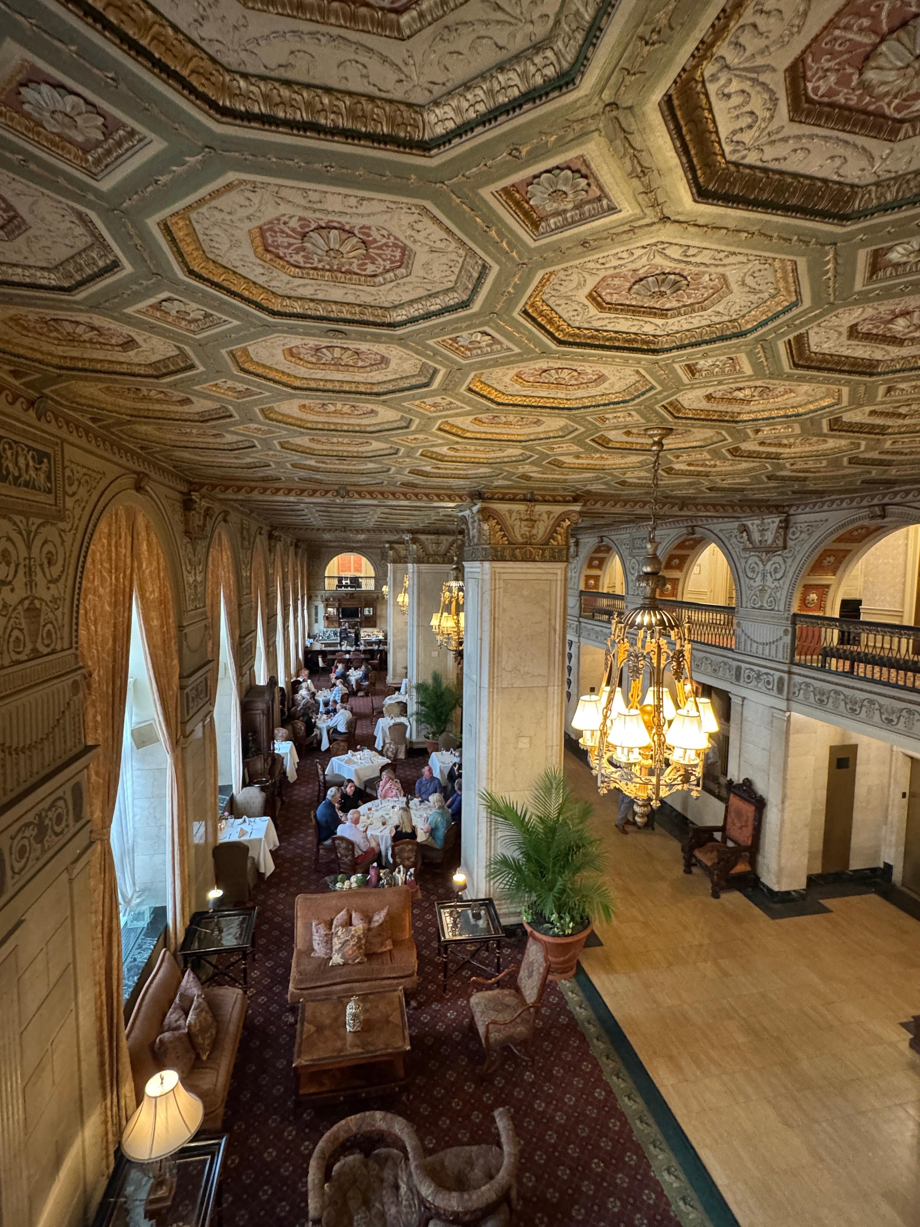 View of 2nd floor lobby and restaurant from 3rd floor