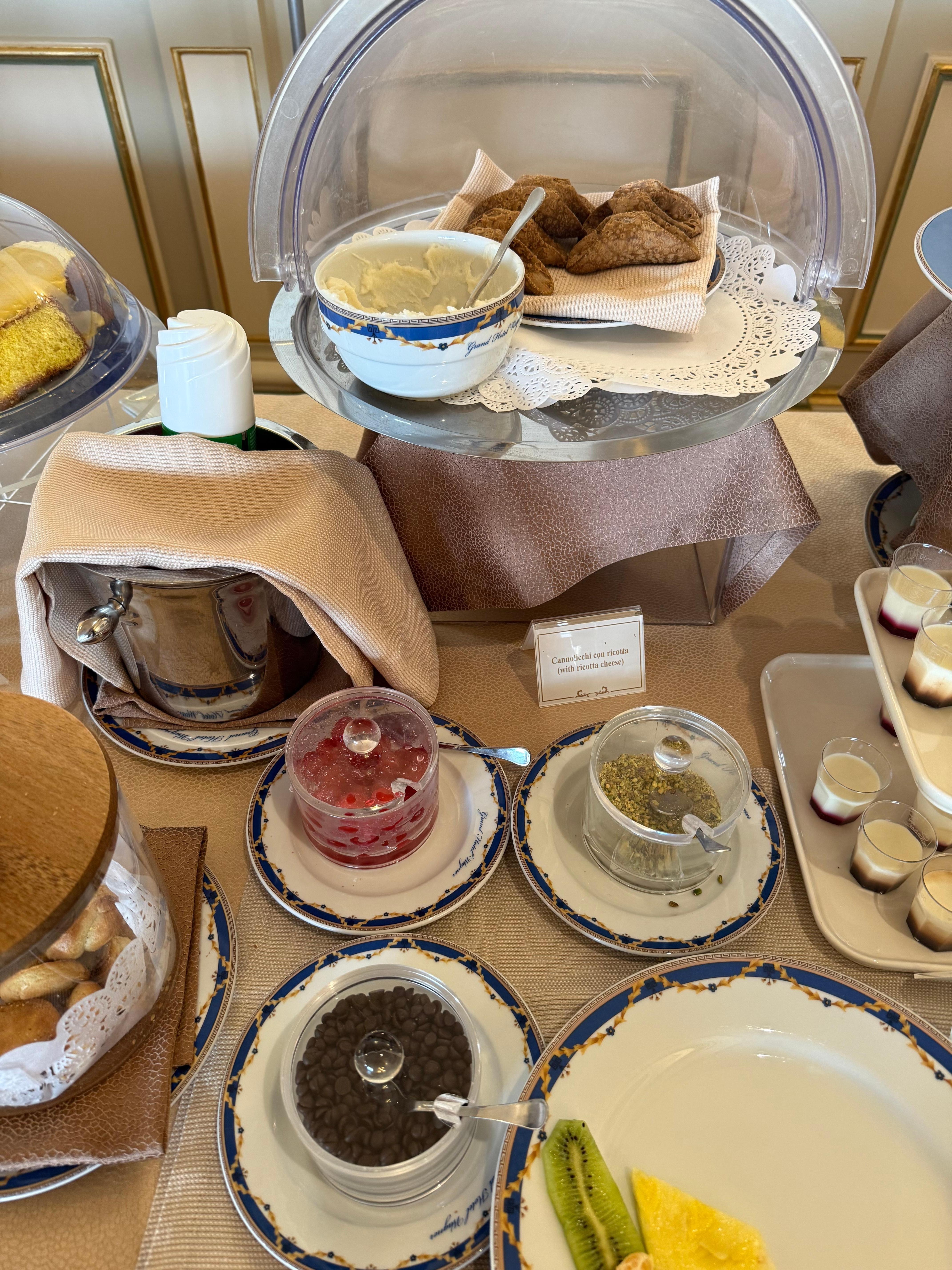 Make-your-own cannoli bar at breakfast buffet