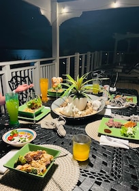 Dinner out on the deck by moonlight