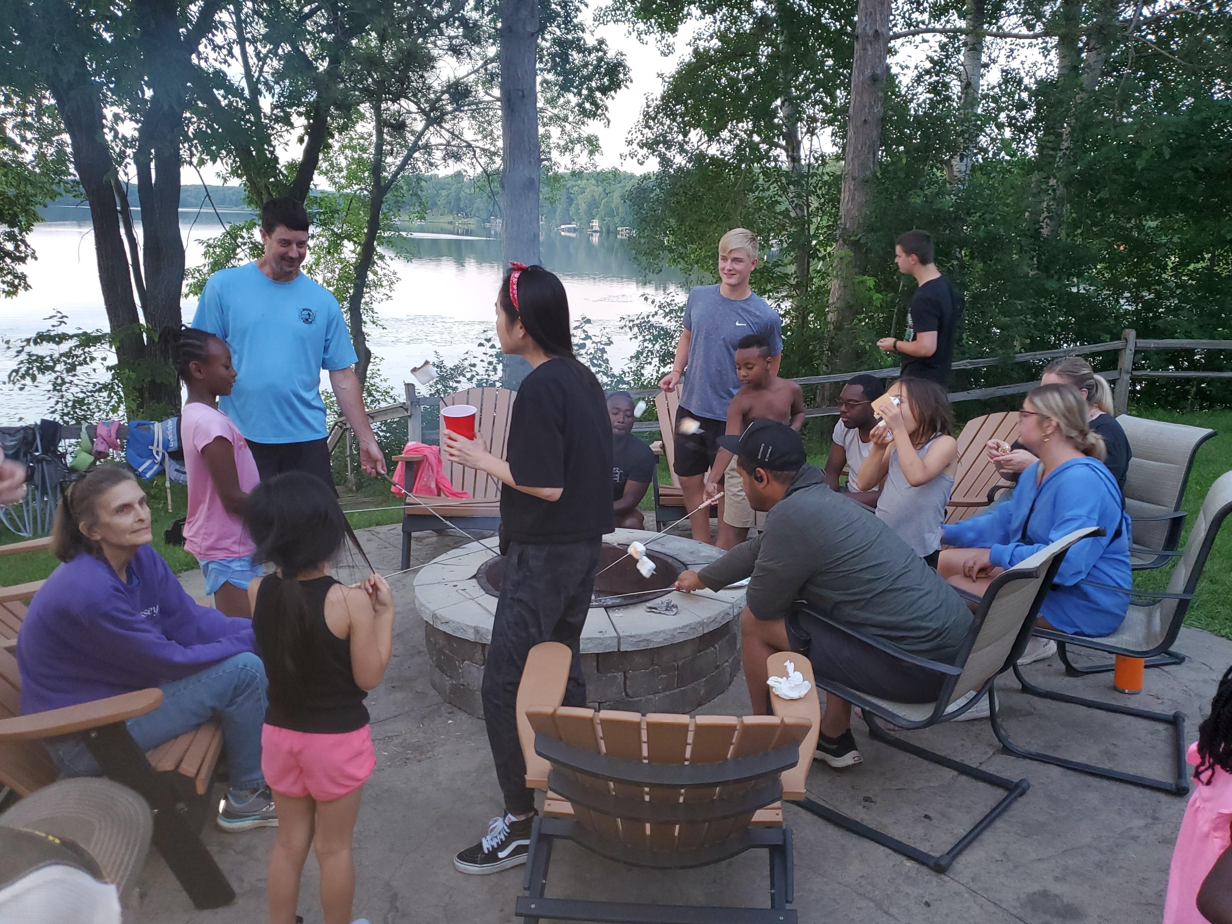 Very large, lovely firepit area.  BBQ also available for your use. Super family-friendly place!