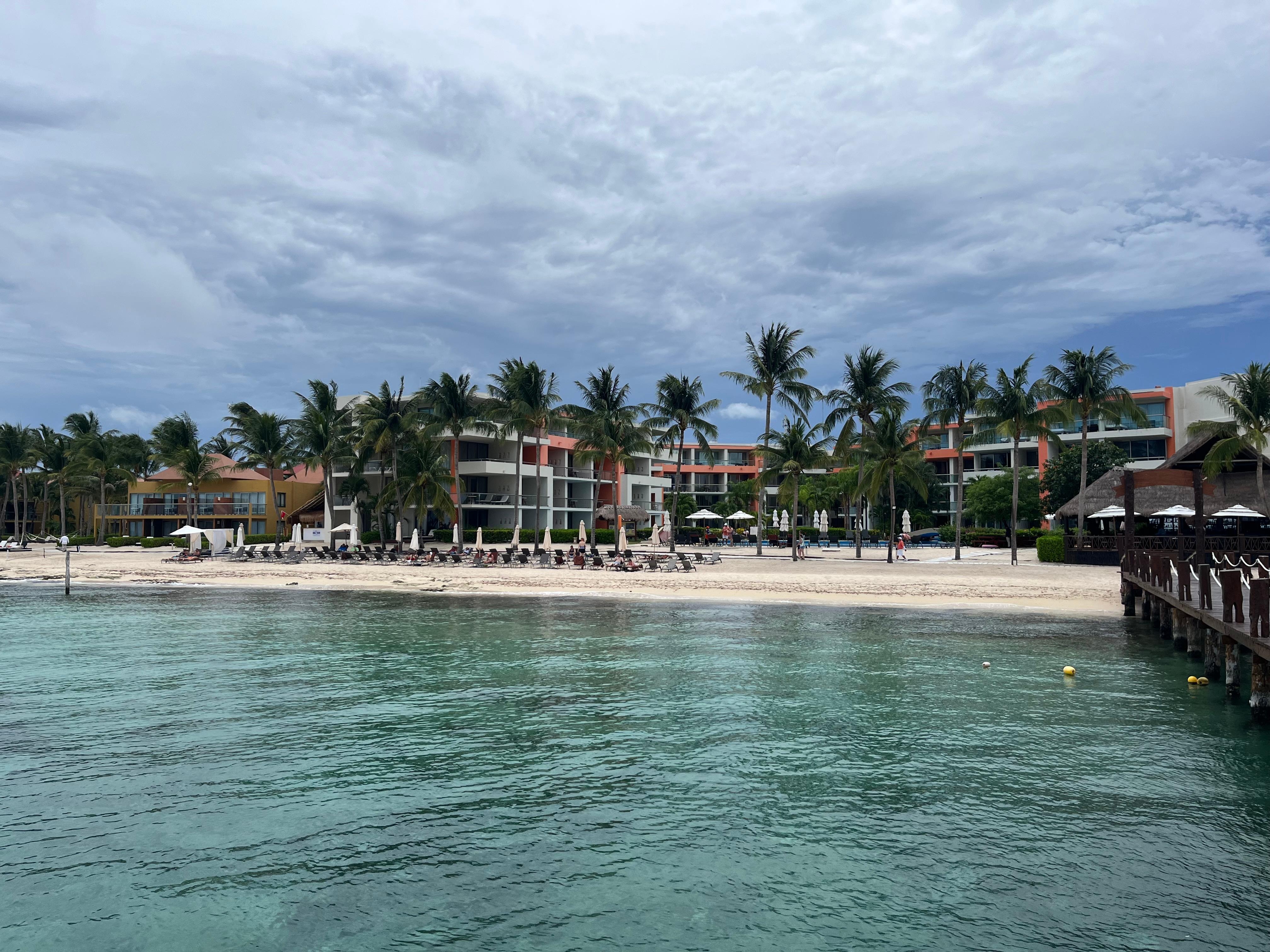 View of Secrets resort from their dock