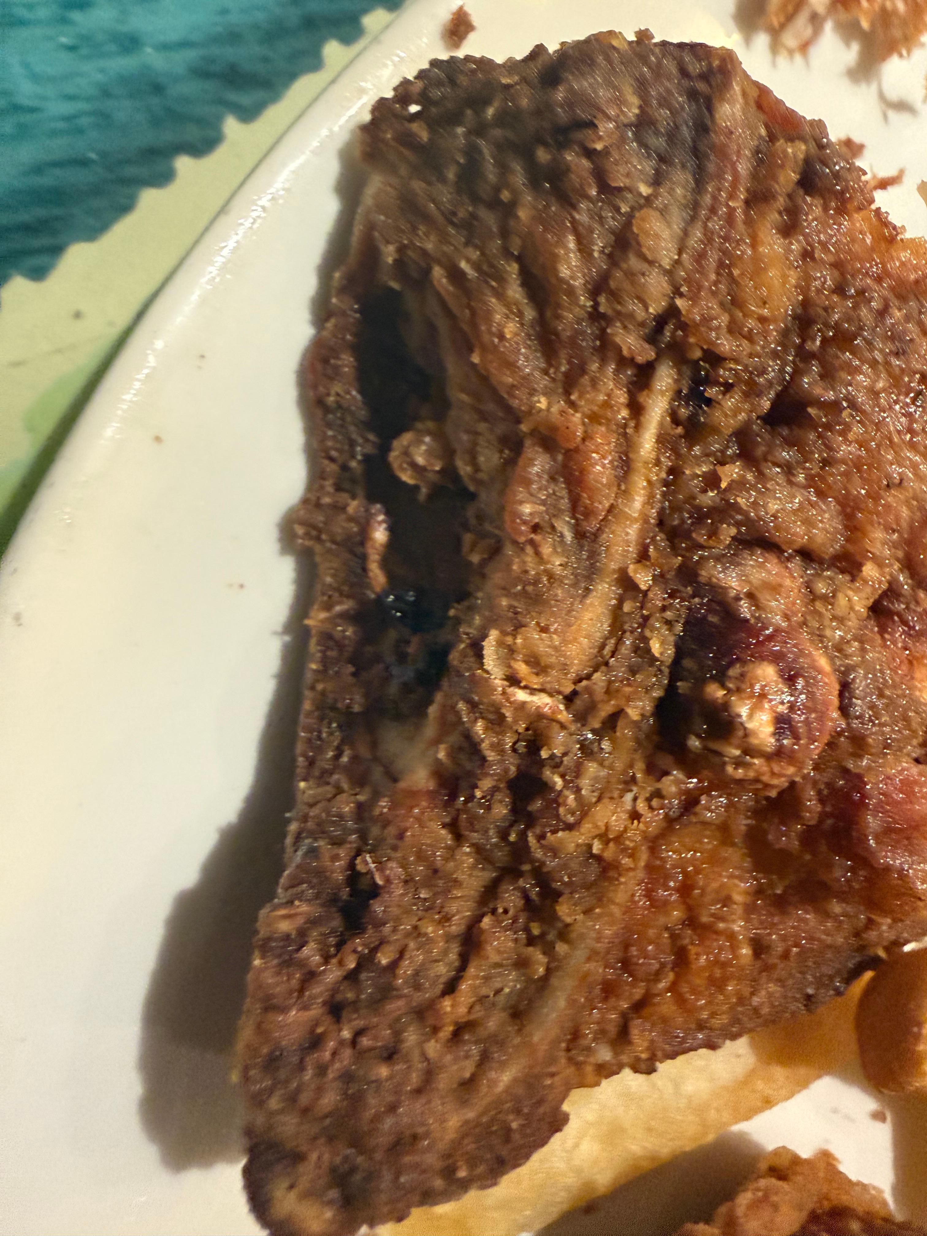 Burnit chicken. I ask to exchange and after 10 minutes I got same chicken back. 