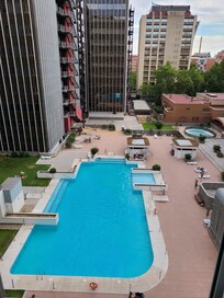 View of the pool from our bedtoom