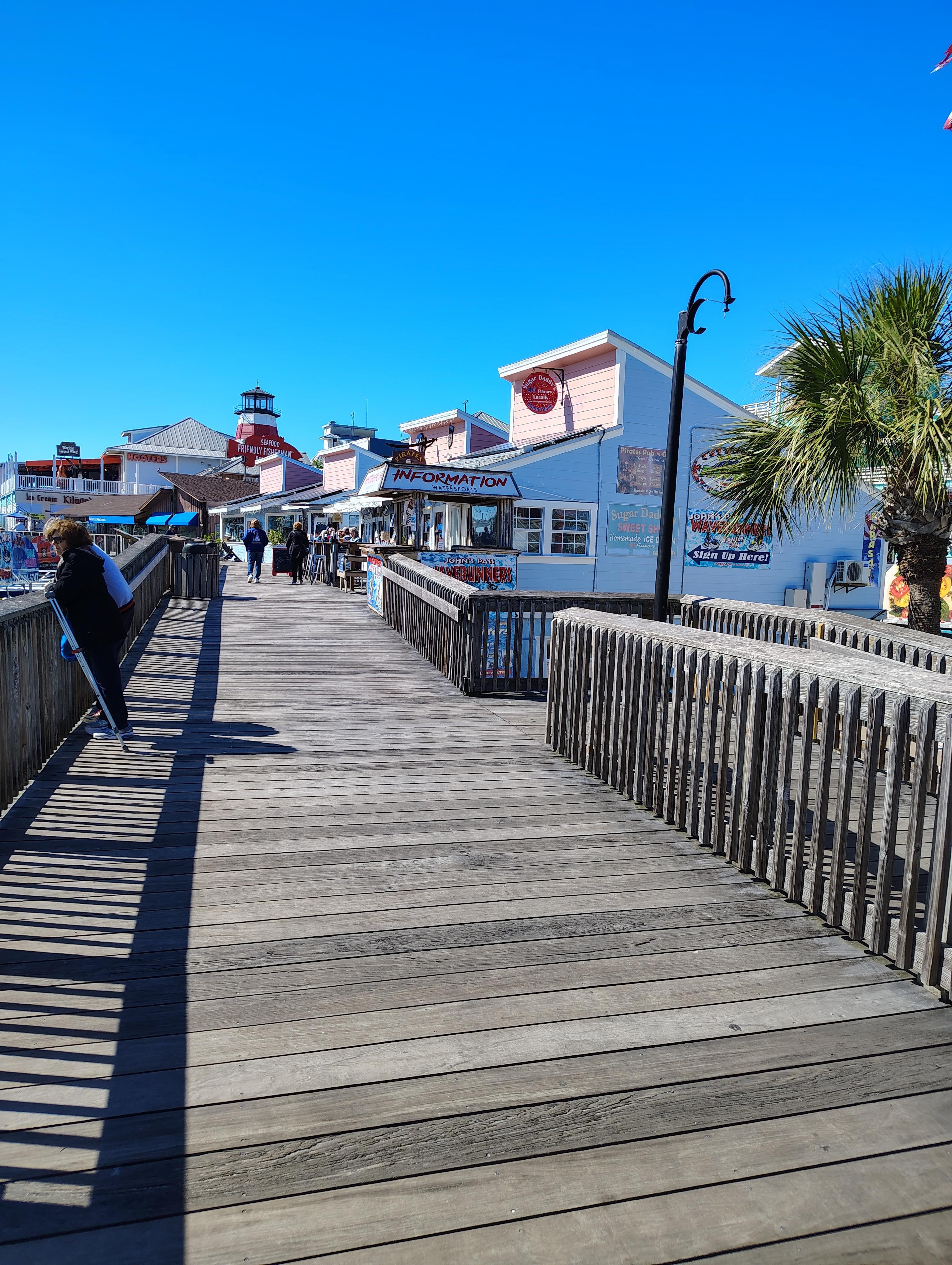 The Boardwalk at John's Pass is just a short walk across the street. Lots of great shops and restaurants there.