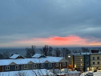 View from deck of winter sunrise