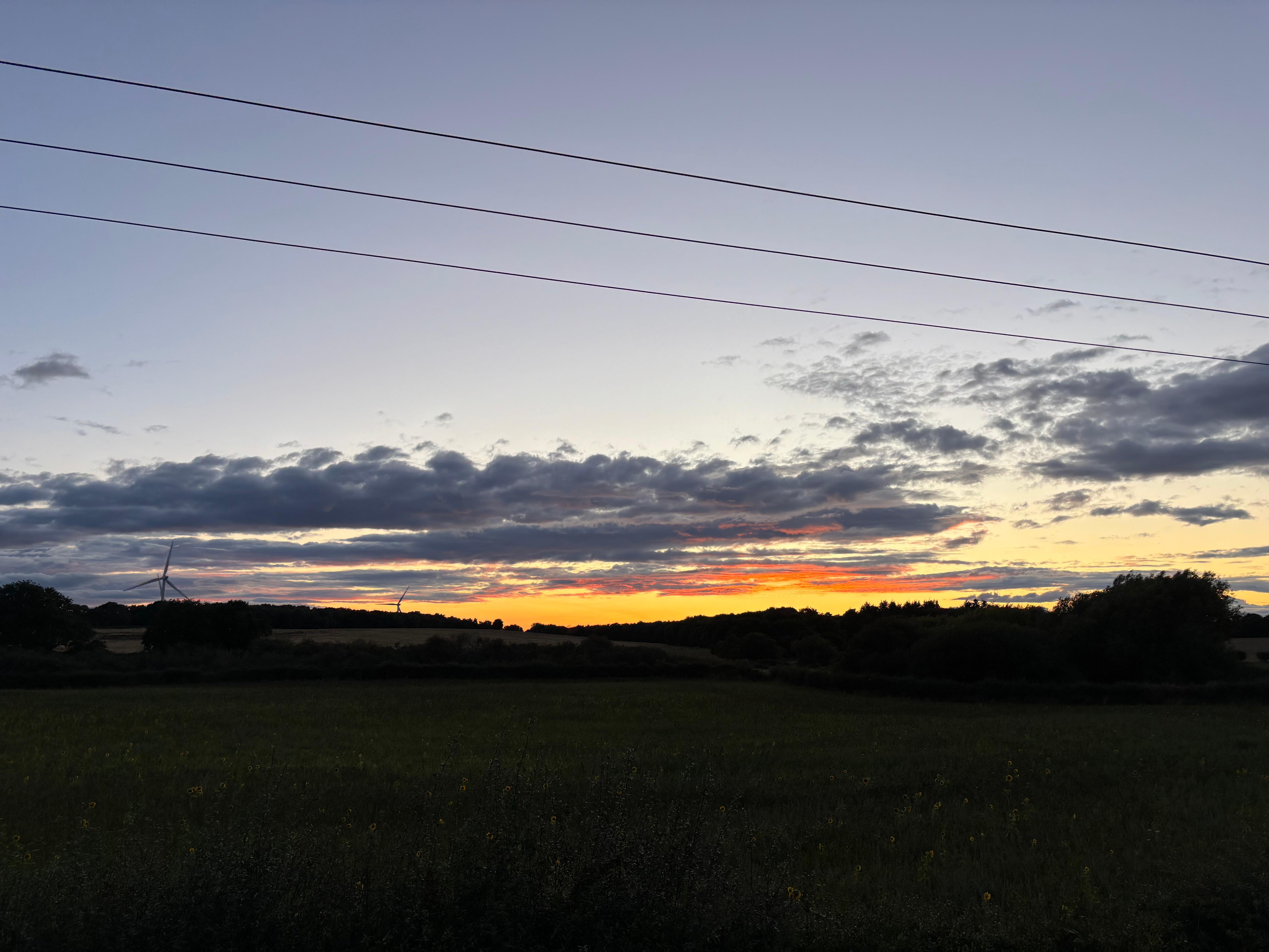 View from the bedroom window at sunset.