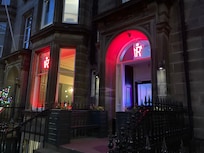 Night view of the main entrance