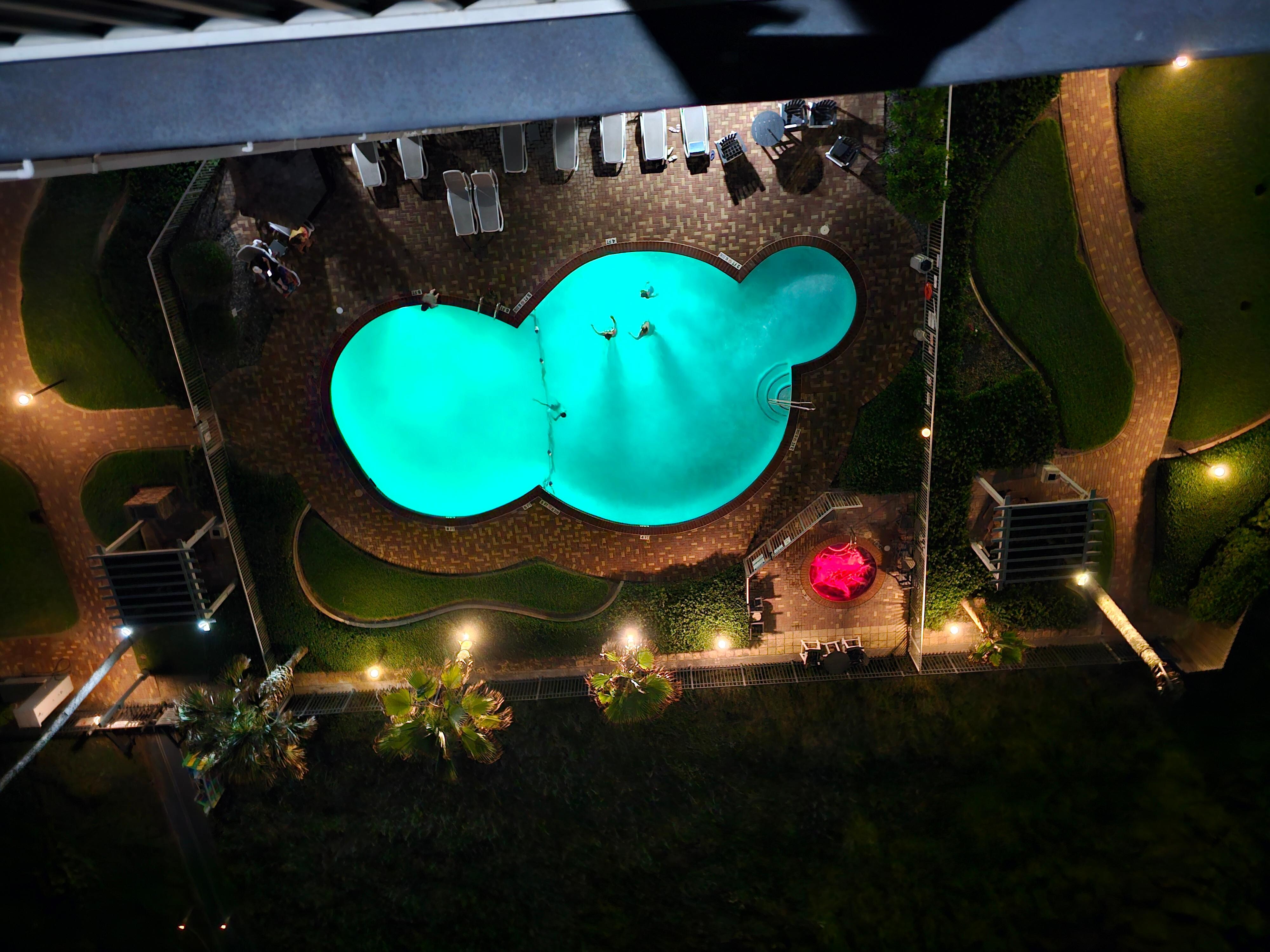 Night time pool view