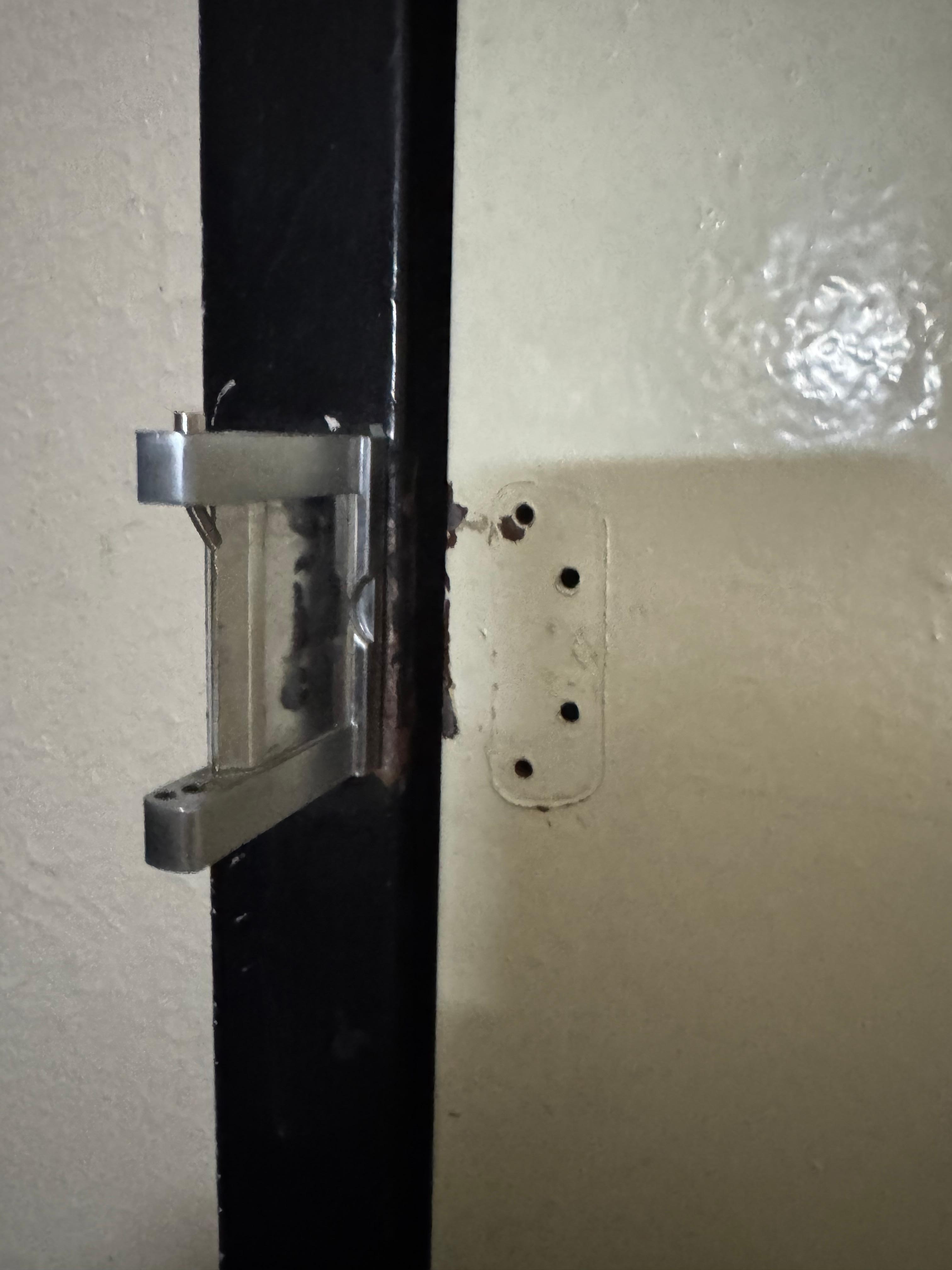 Security lock had been broken off of door and had never been replaced