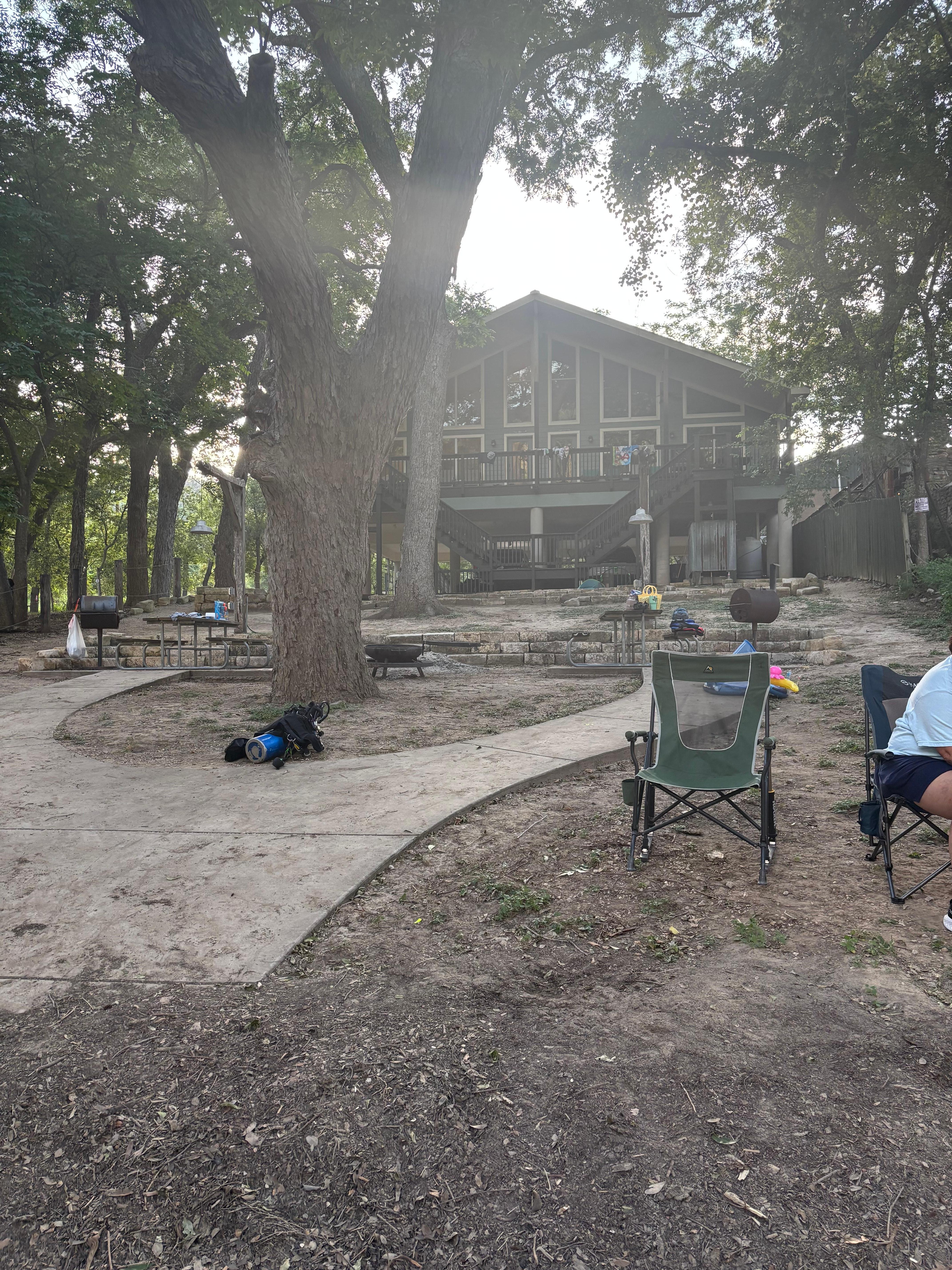 View from the water to the house,  