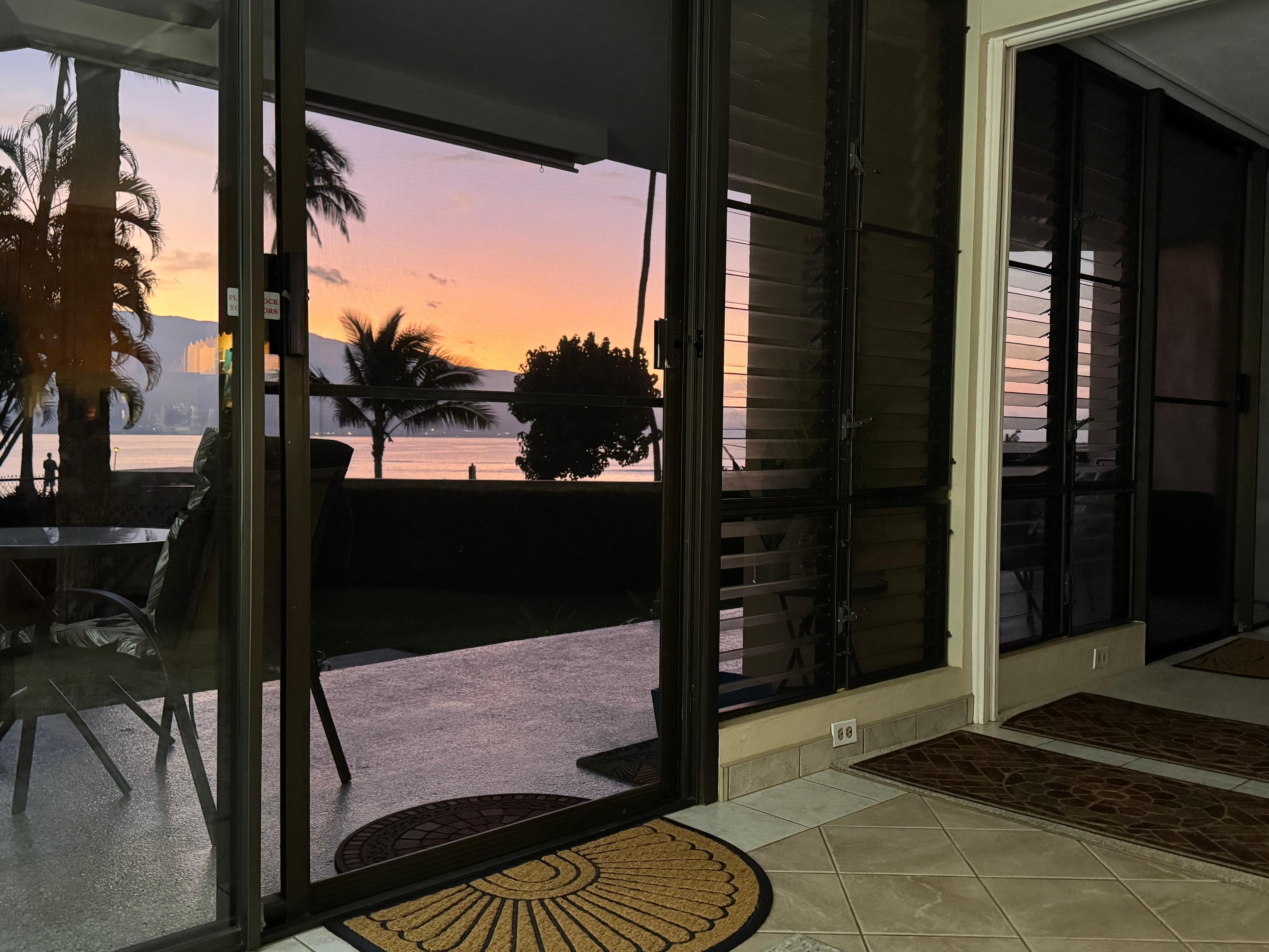 View from the living room of morning sunrise 