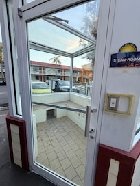 Broken steam room. Locked