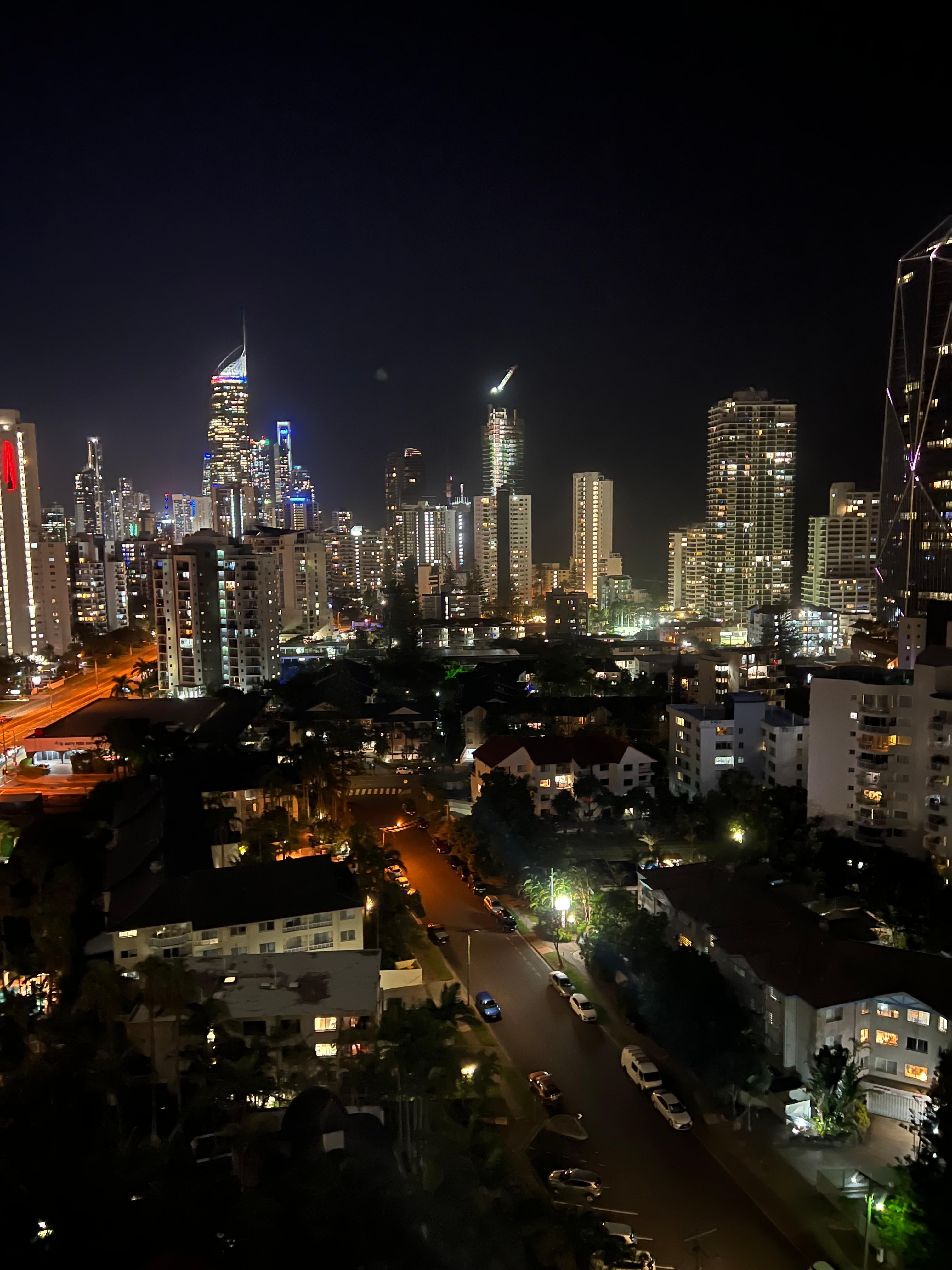 At night time from the balcony