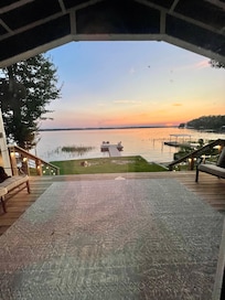 View from inside back door looking out towards the lake