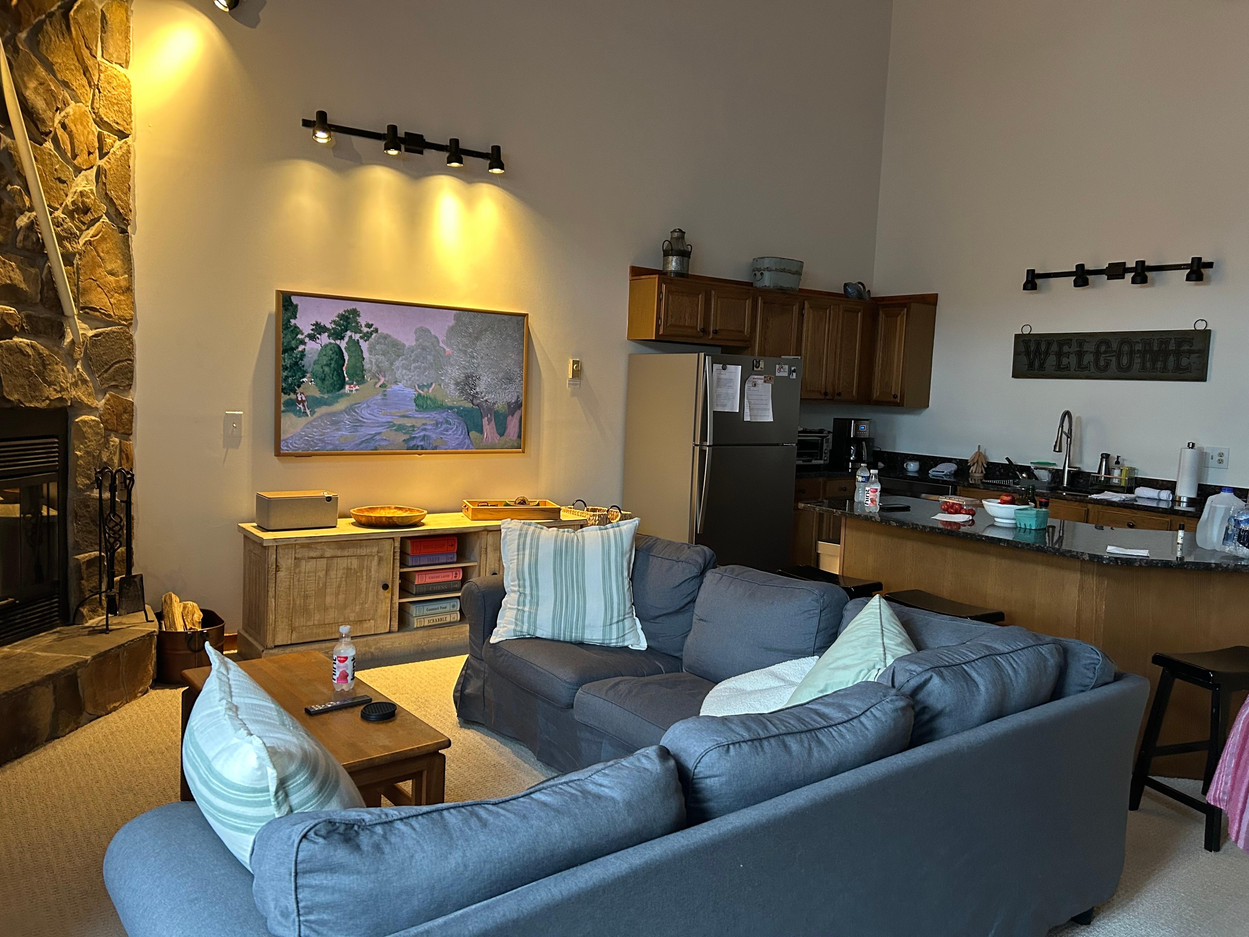 Spacious living room and kitchen