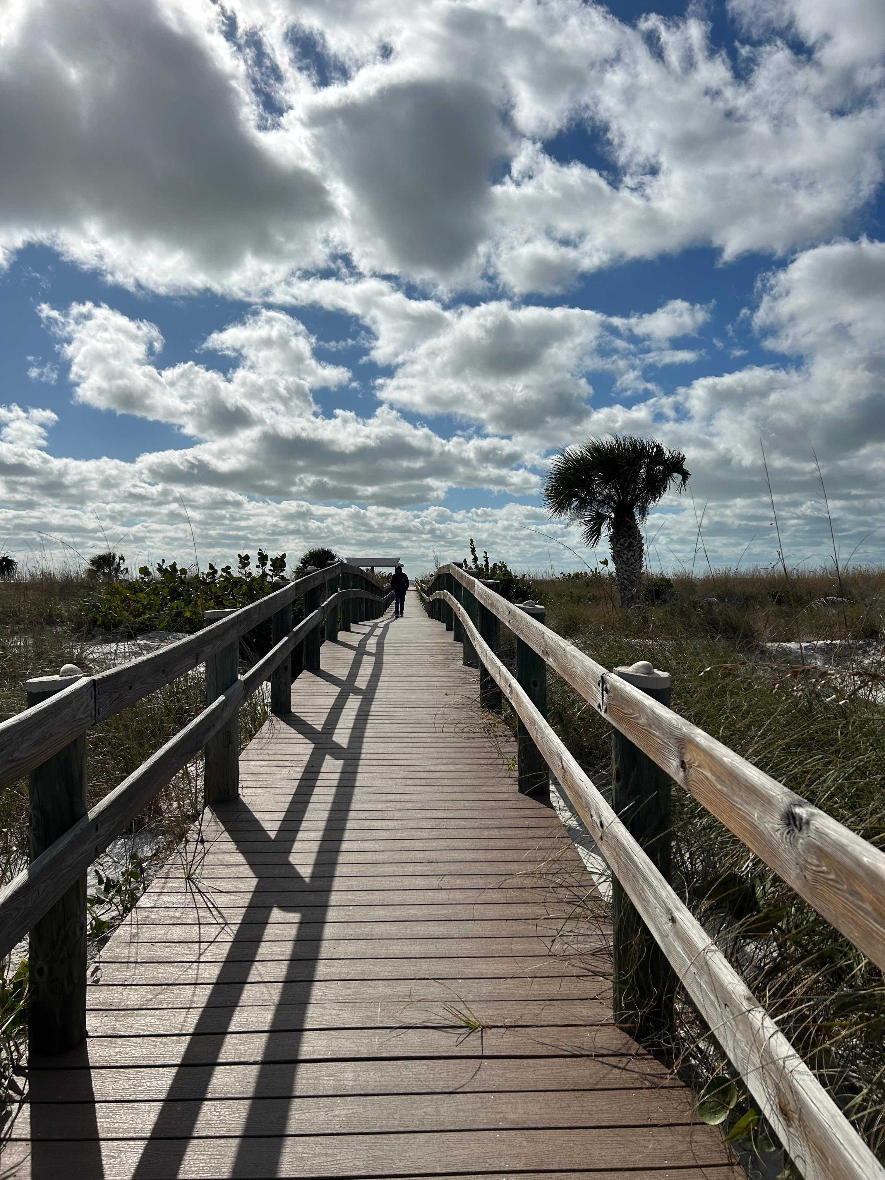 Walking down the boardwalk to the ocean. 