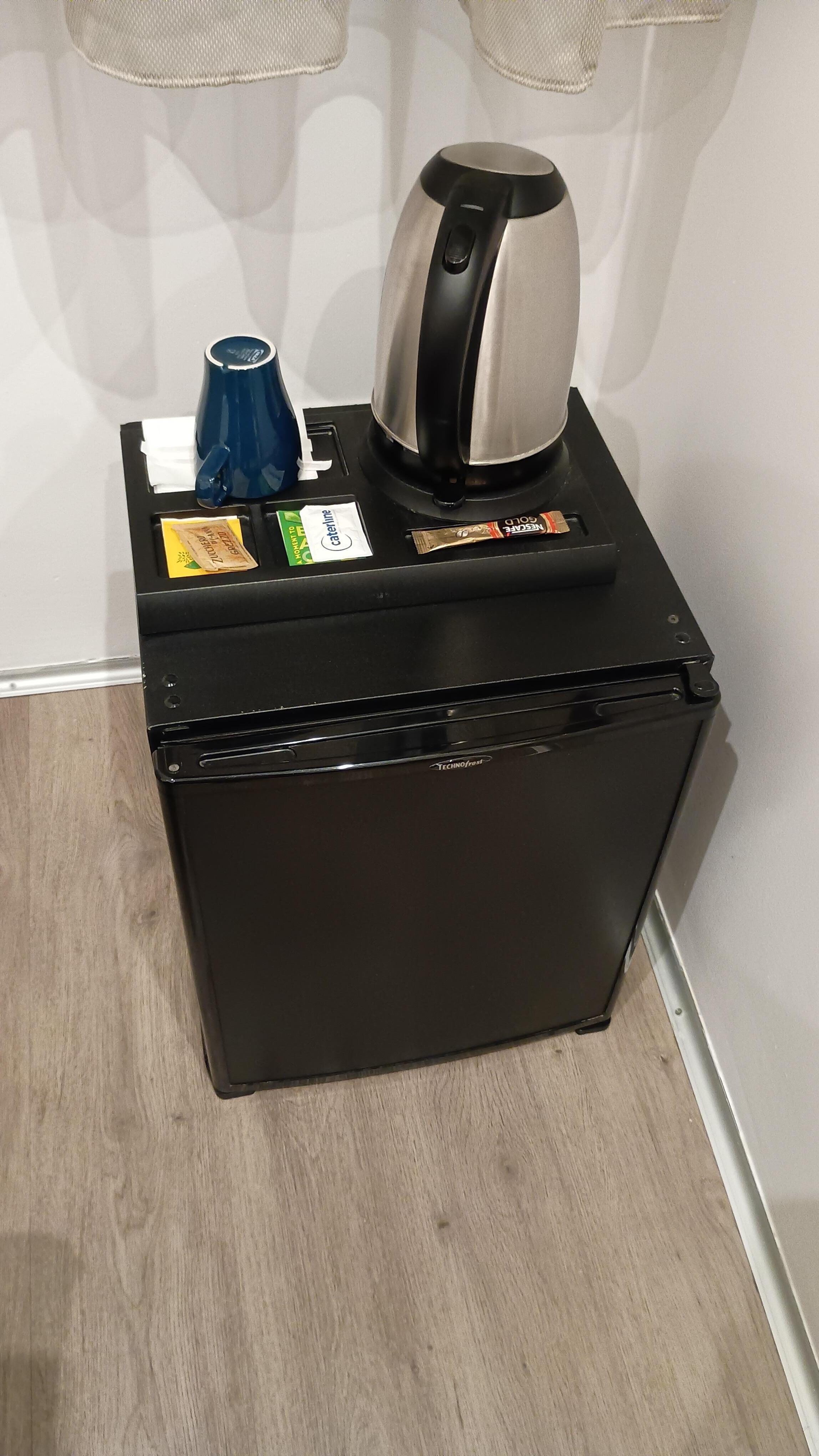 Kettle is a game changer. Fridge also very useful.