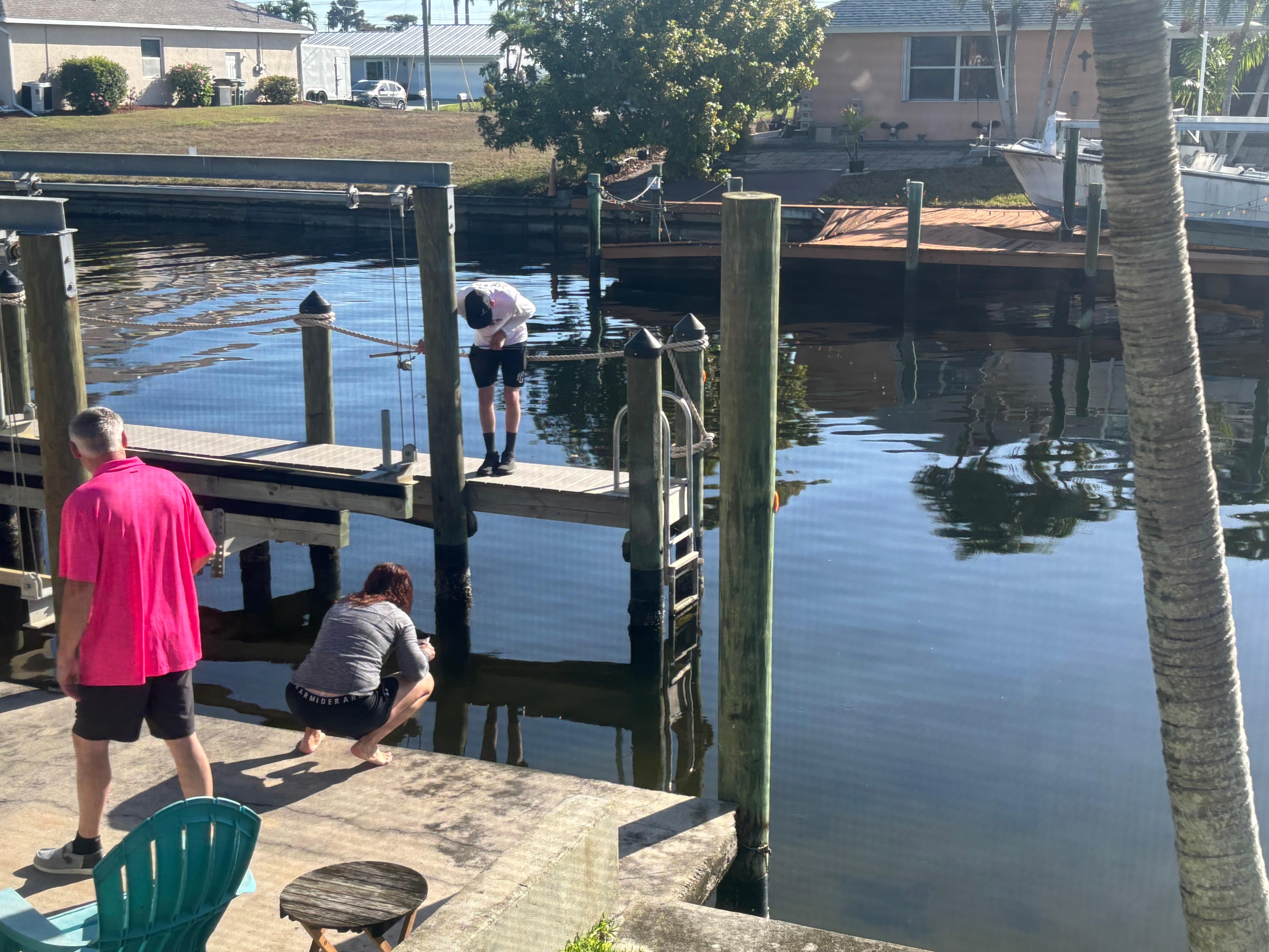 Kids loved fishing off boat dock!  