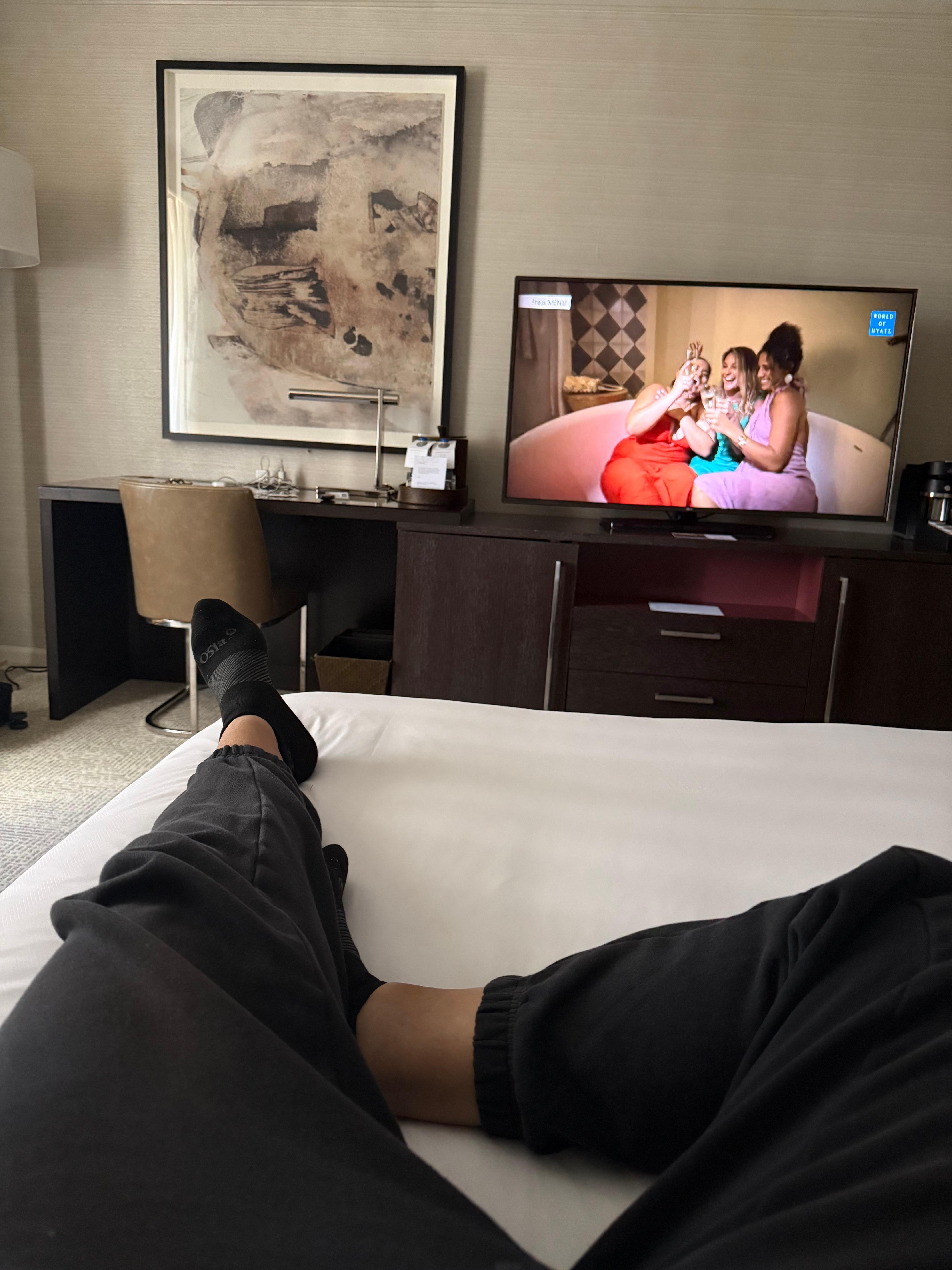 Just relaxing in a king bed.